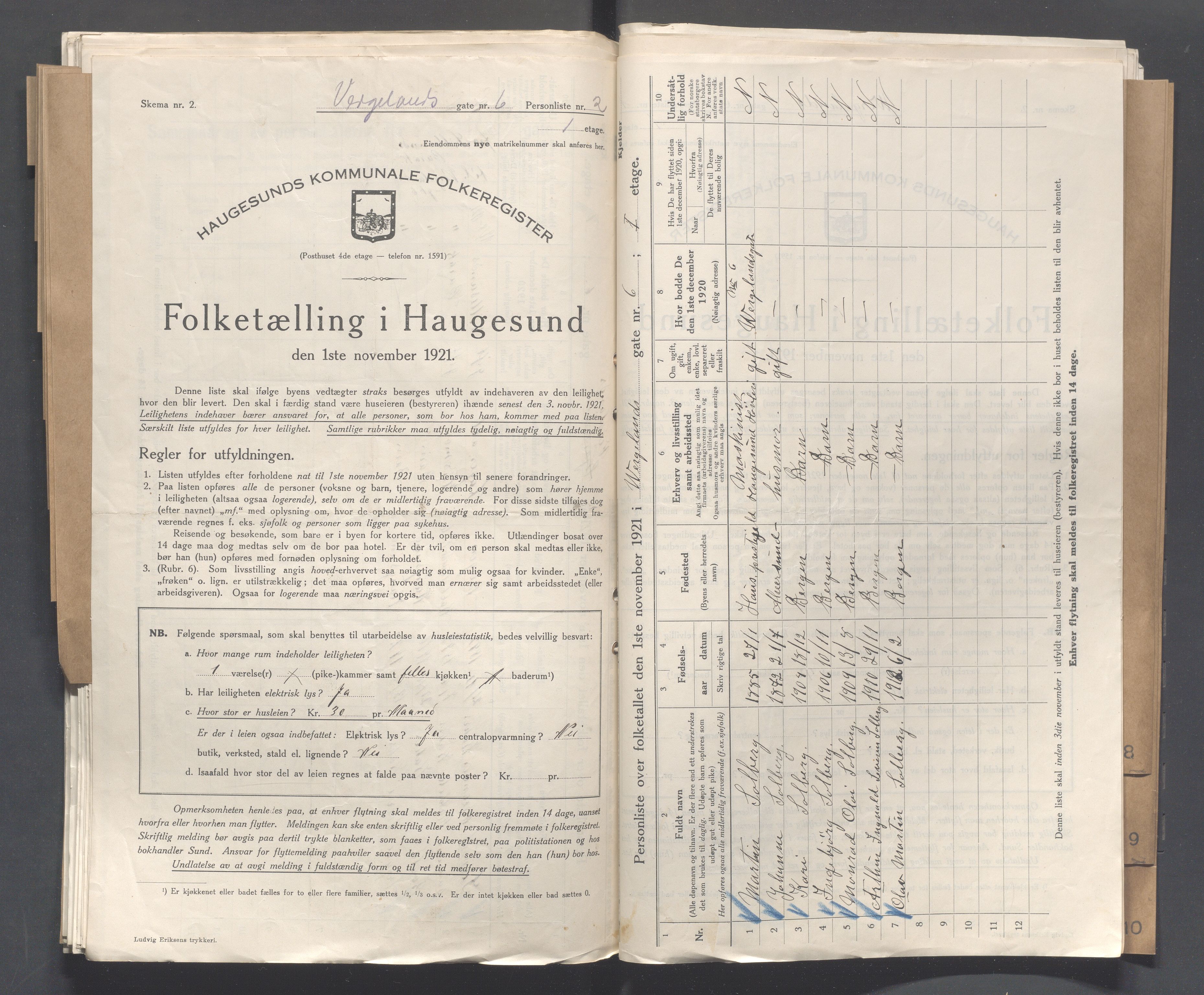 IKAR, Local census 1.11.1921 for Haugesund, 1921, p. 5501