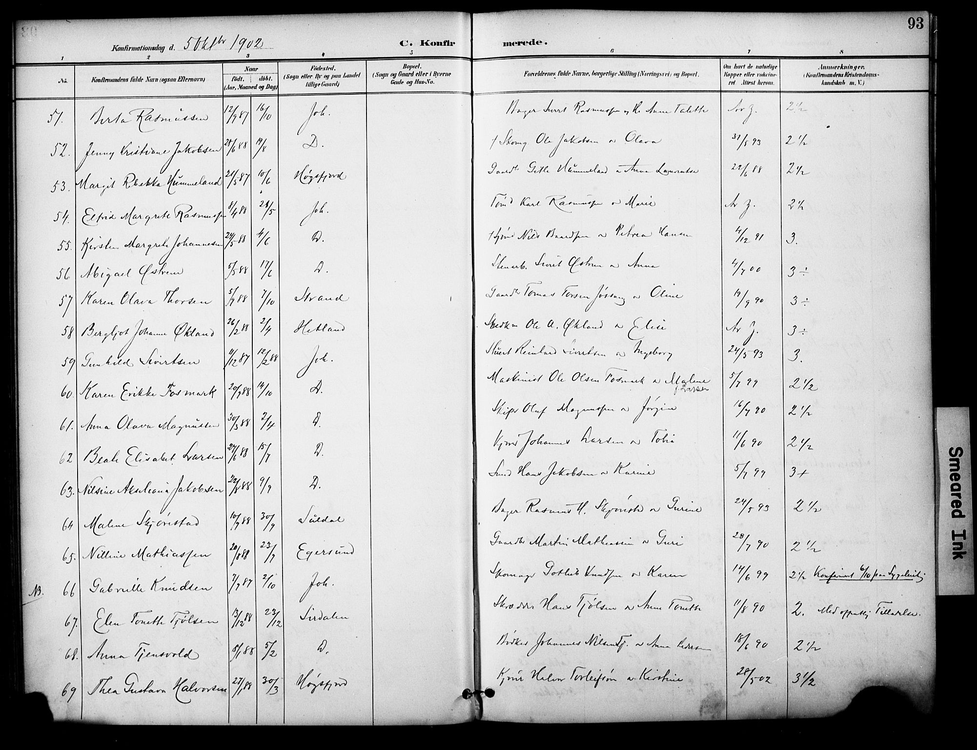 Domkirken sokneprestkontor, SAST/A-101812/001/30/30BA/L0031: Parish register (official) no. A 30, 1896-1916, p. 93