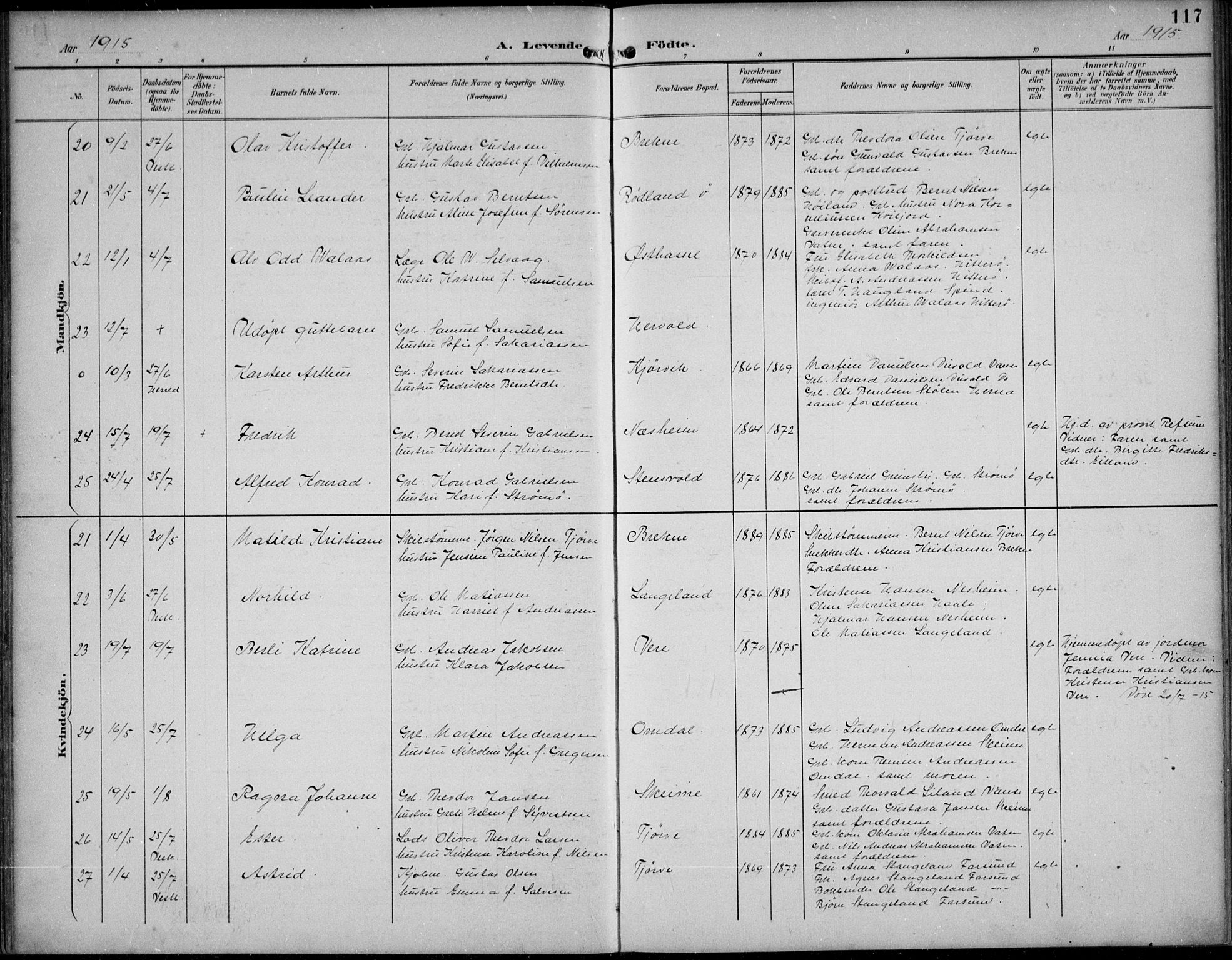 Lista sokneprestkontor, AV/SAK-1111-0027/F/Fb/L0005: Parish register (copy) no. B 5, 1892-1923, p. 117