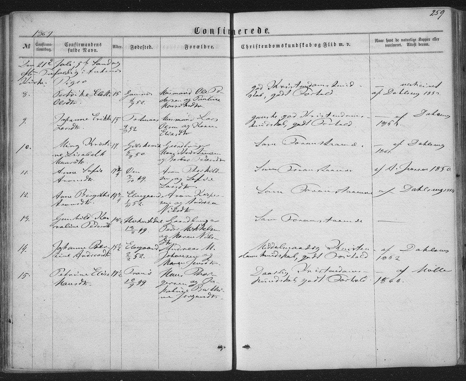 Ministerialprotokoller, klokkerbøker og fødselsregistre - Nordland, SAT/A-1459/863/L0896: Parish register (official) no. 863A08, 1861-1871, p. 259