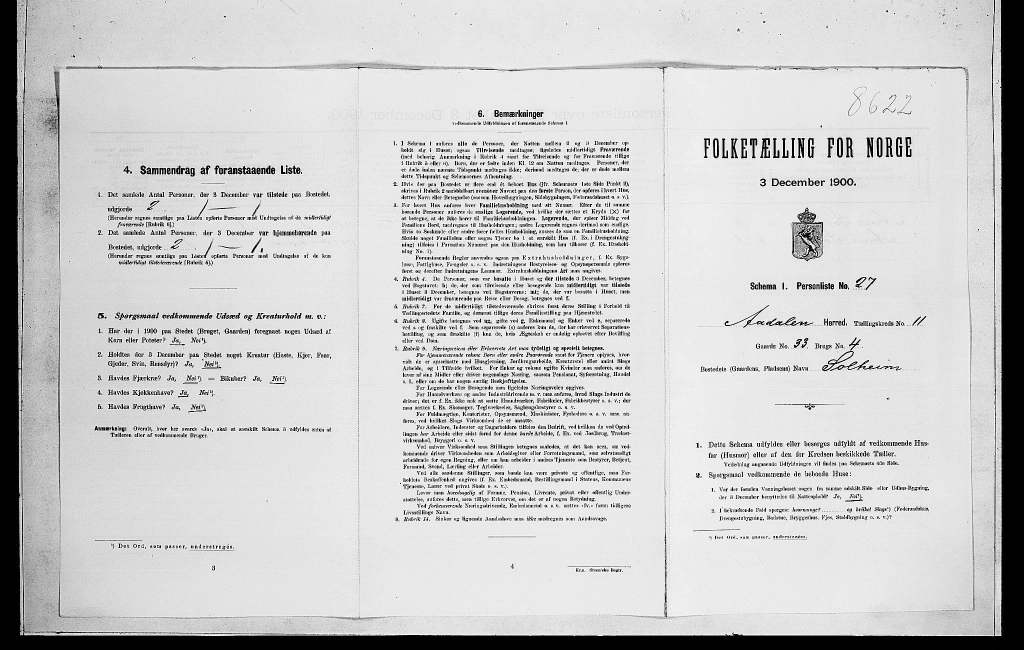 RA, 1900 census for Ådal, 1900, p. 792