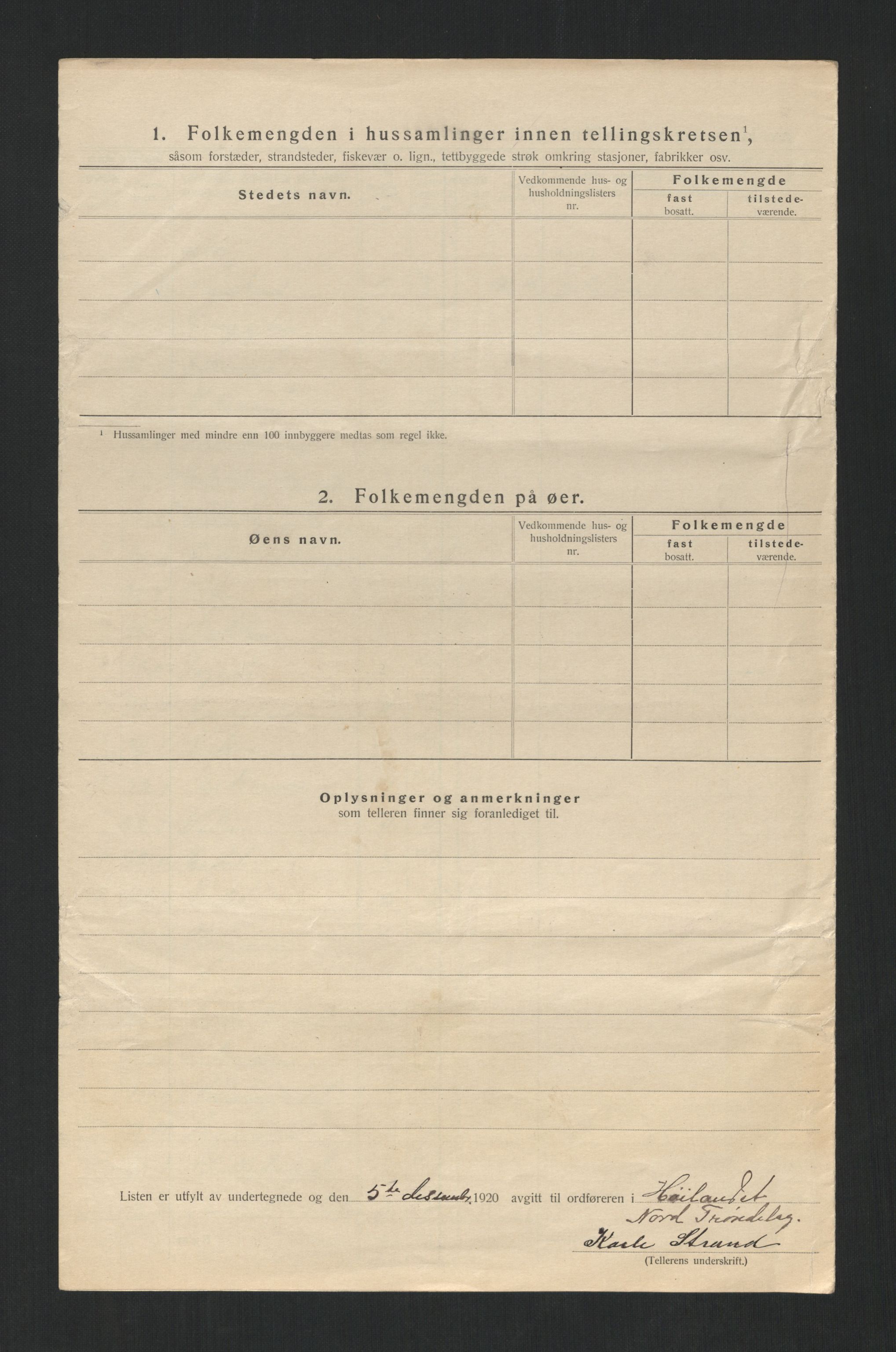 SAT, 1920 census for Høylandet, 1920, p. 9