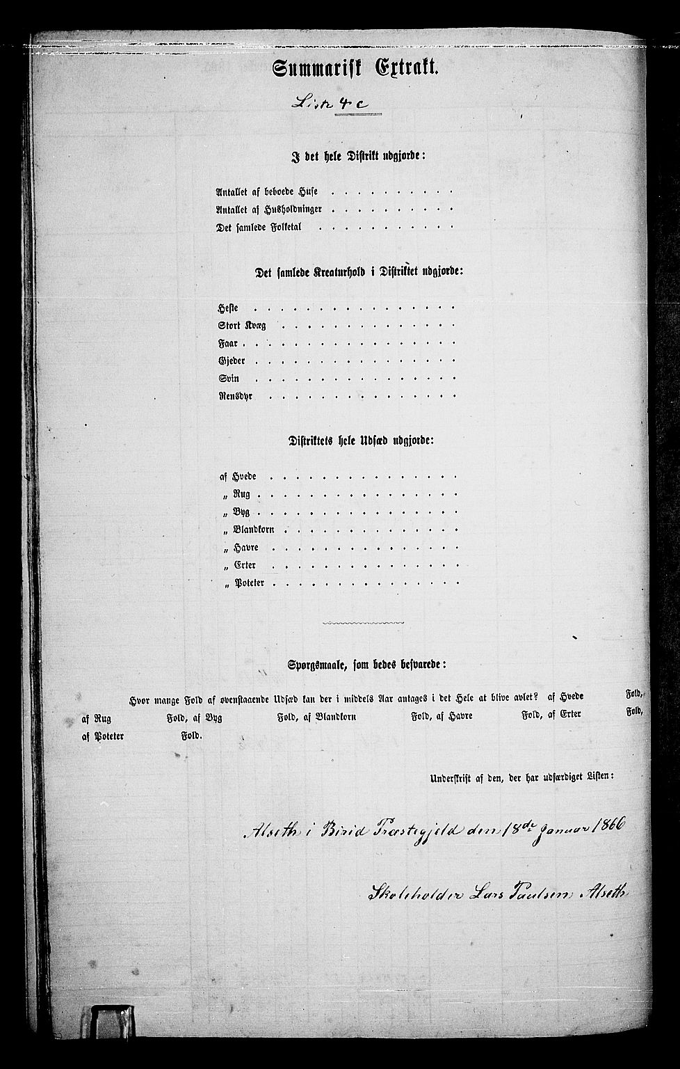 RA, 1865 census for Biri, 1865, p. 99
