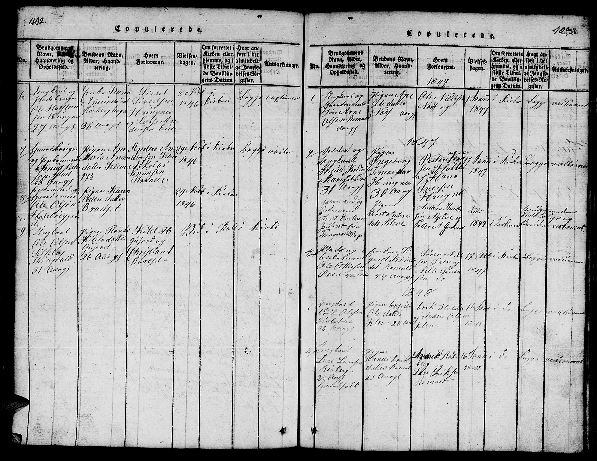 Ministerialprotokoller, klokkerbøker og fødselsregistre - Møre og Romsdal, AV/SAT-A-1454/557/L0683: Parish register (copy) no. 557C01, 1818-1862, p. 402-403