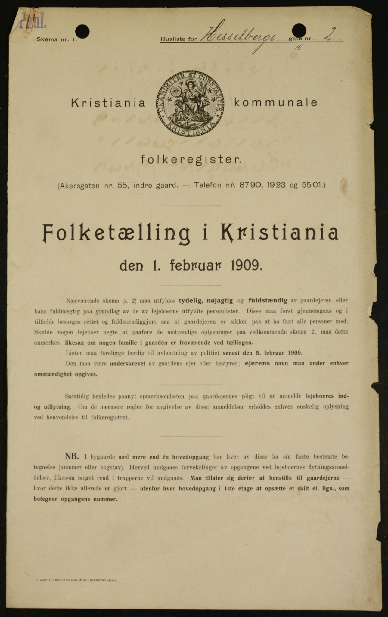 OBA, Municipal Census 1909 for Kristiania, 1909, p. 36089