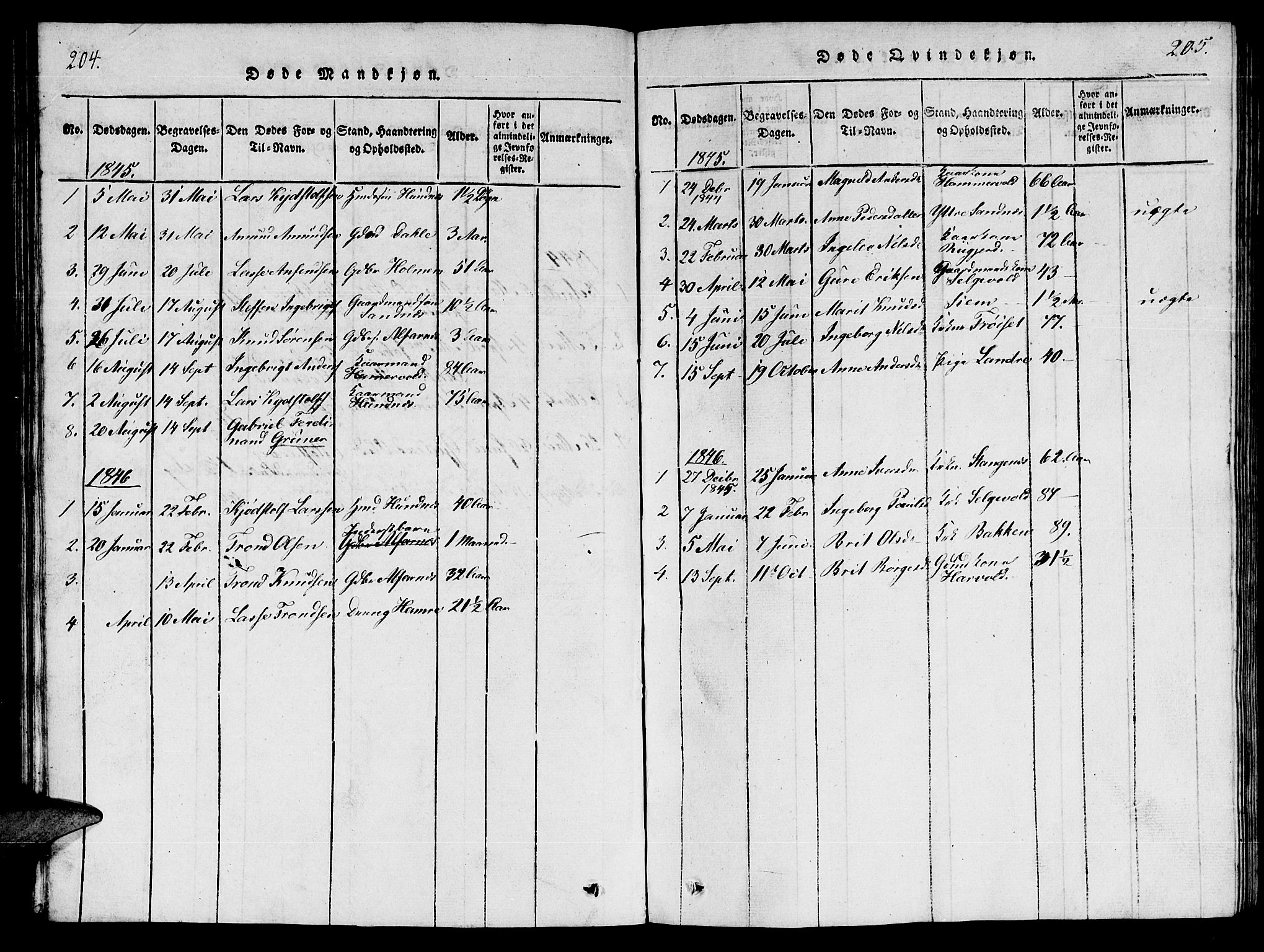 Ministerialprotokoller, klokkerbøker og fødselsregistre - Møre og Romsdal, AV/SAT-A-1454/548/L0613: Parish register (copy) no. 548C01, 1818-1846, p. 204-205