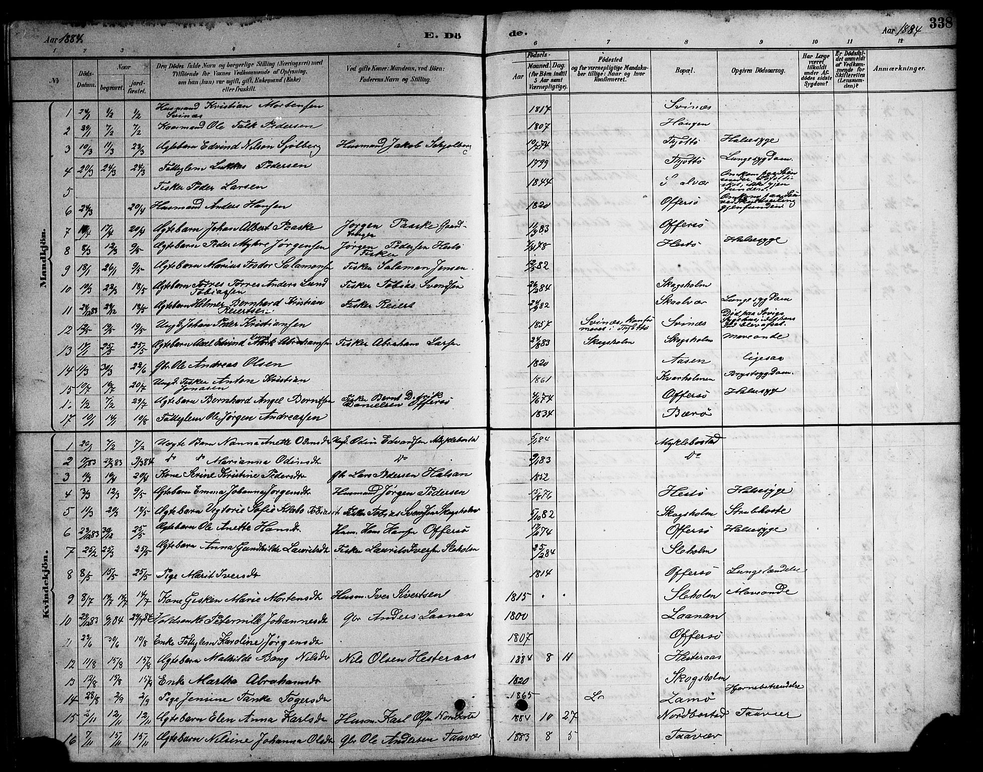 Ministerialprotokoller, klokkerbøker og fødselsregistre - Nordland, AV/SAT-A-1459/817/L0268: Parish register (copy) no. 817C03, 1884-1920, p. 338