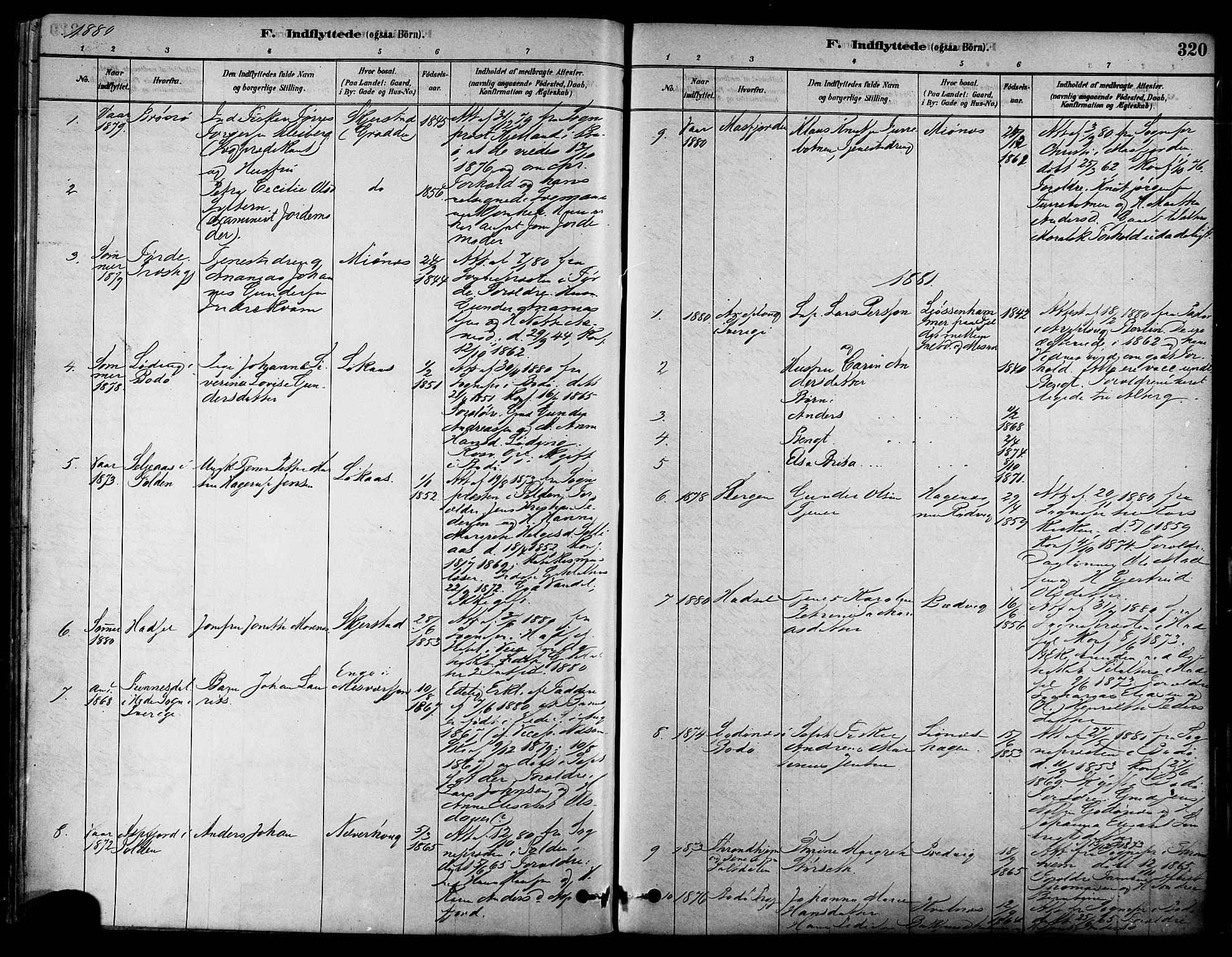 Ministerialprotokoller, klokkerbøker og fødselsregistre - Nordland, AV/SAT-A-1459/852/L0740: Parish register (official) no. 852A10, 1878-1894, p. 320