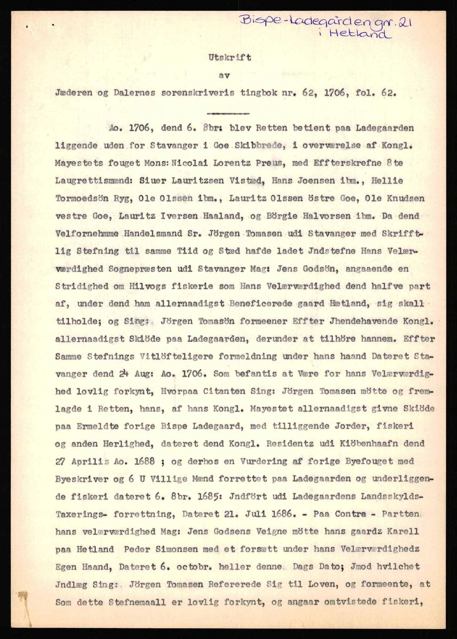 Statsarkivet i Stavanger, AV/SAST-A-101971/03/Y/Yj/L0008: Avskrifter sortert etter gårdsnavn: Birkeland indre - Bjerge, 1750-1930, p. 240