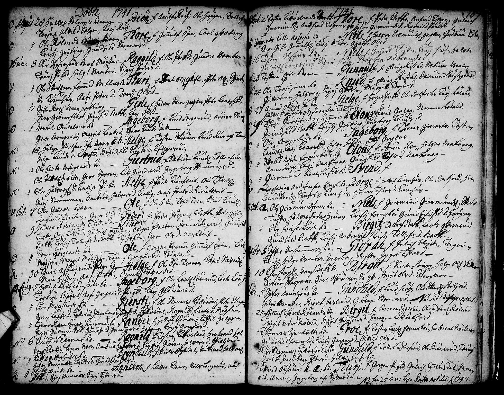 Rollag kirkebøker, SAKO/A-240/F/Fa/L0002: Parish register (official) no. I 2, 1714-1742, p. 167