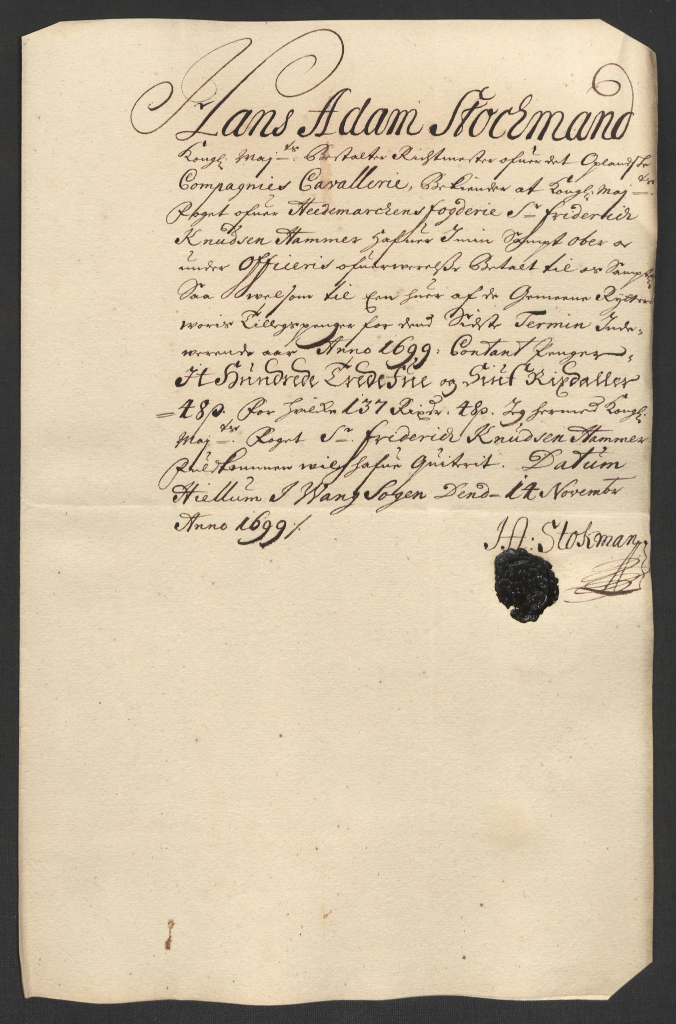 Rentekammeret inntil 1814, Reviderte regnskaper, Fogderegnskap, AV/RA-EA-4092/R16/L1038: Fogderegnskap Hedmark, 1699, p. 139