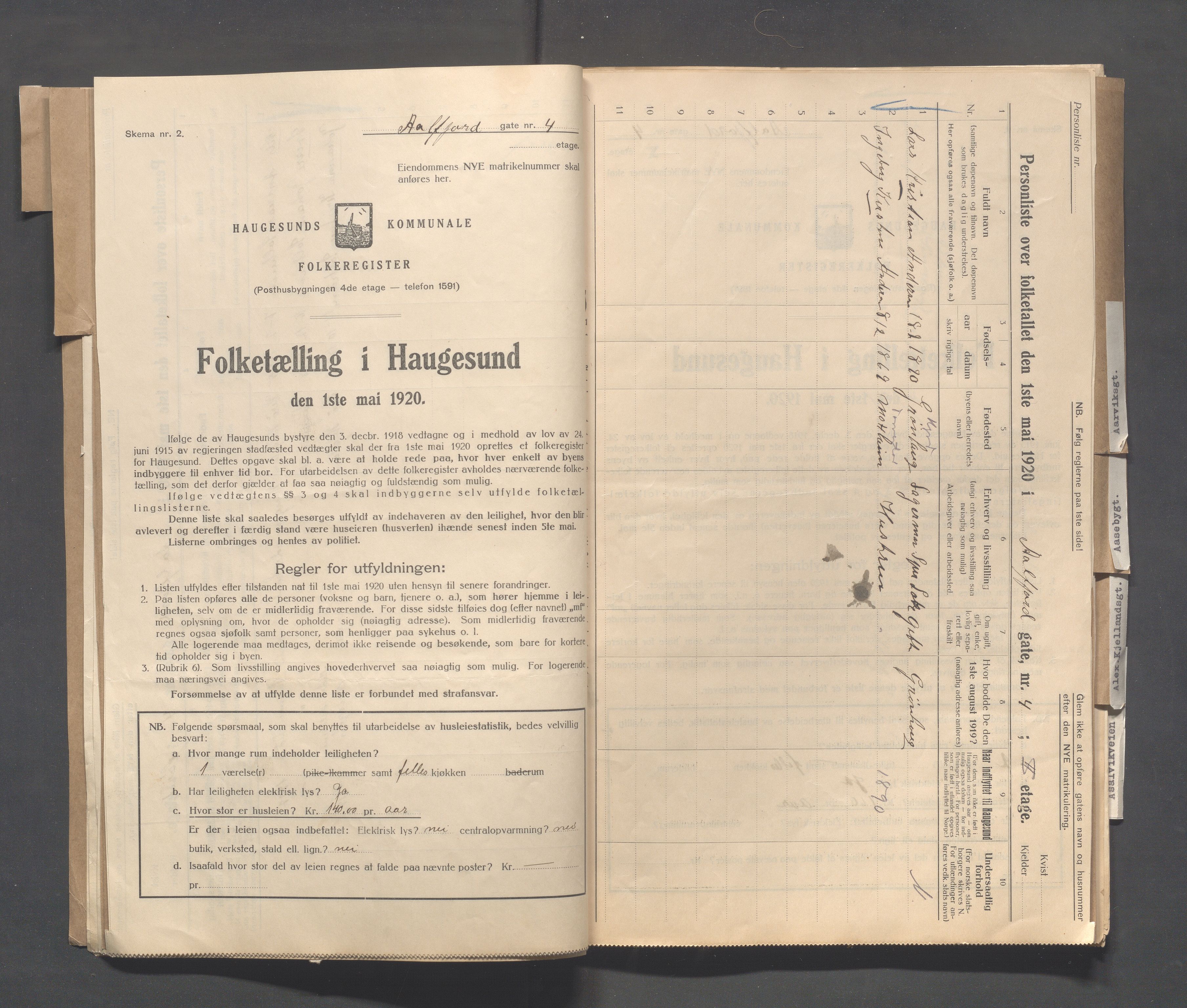 IKAR, Local census 1.5.1920 for Haugesund, 1920, p. 12