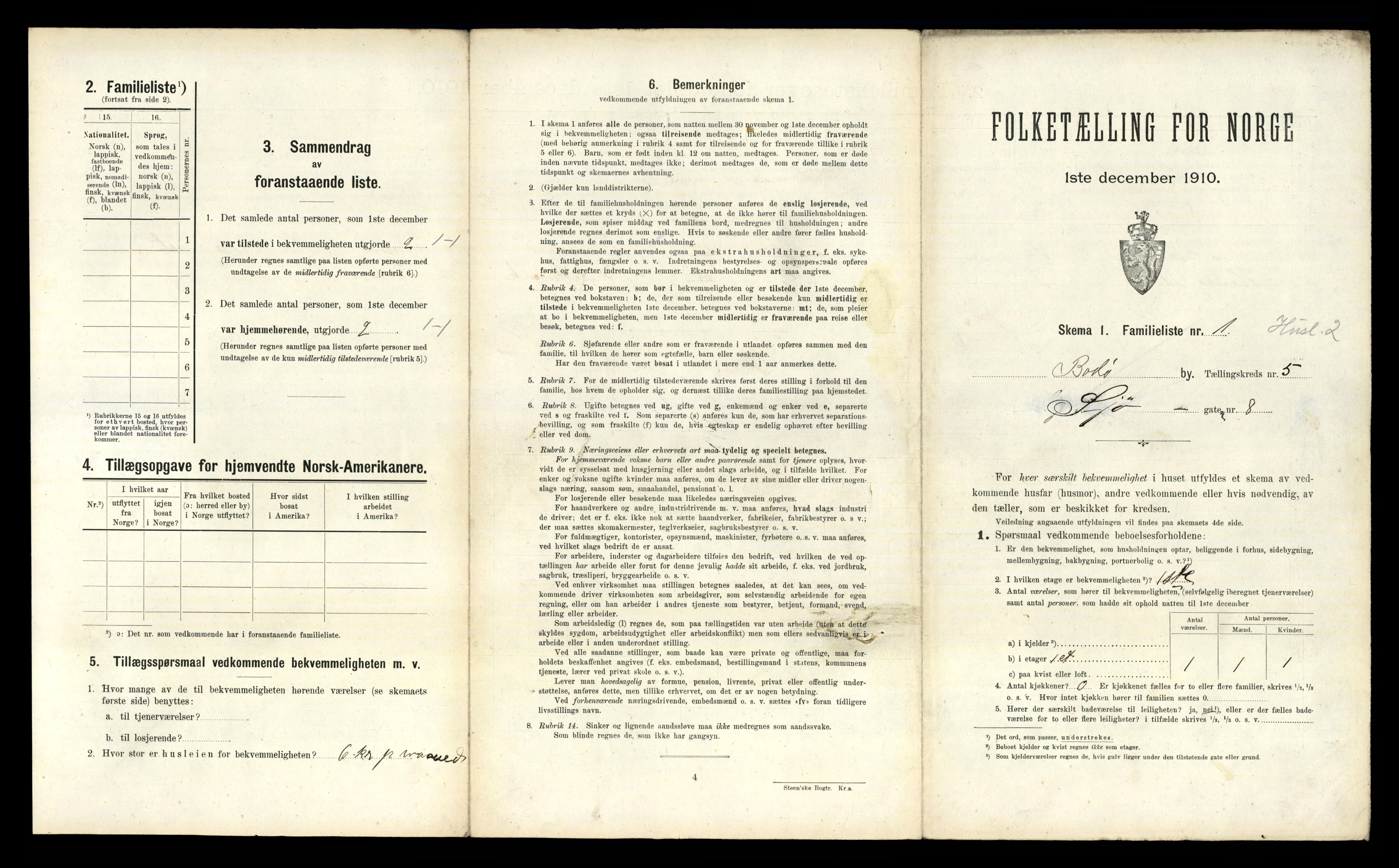 RA, 1910 census for Bodø, 1910, p. 1303