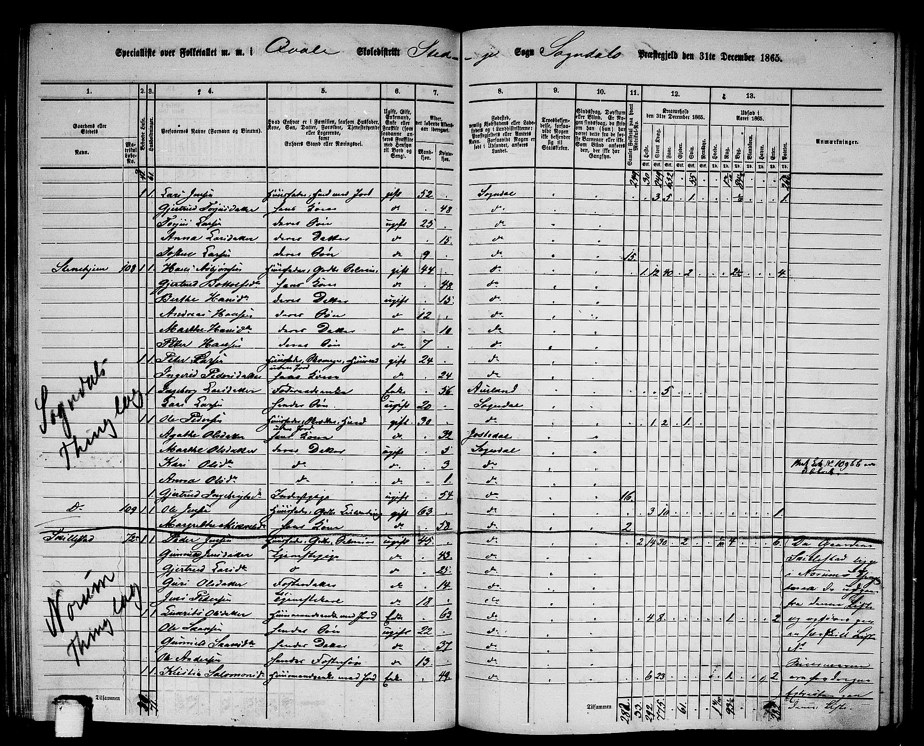 RA, 1865 census for Sogndal, 1865, p. 81