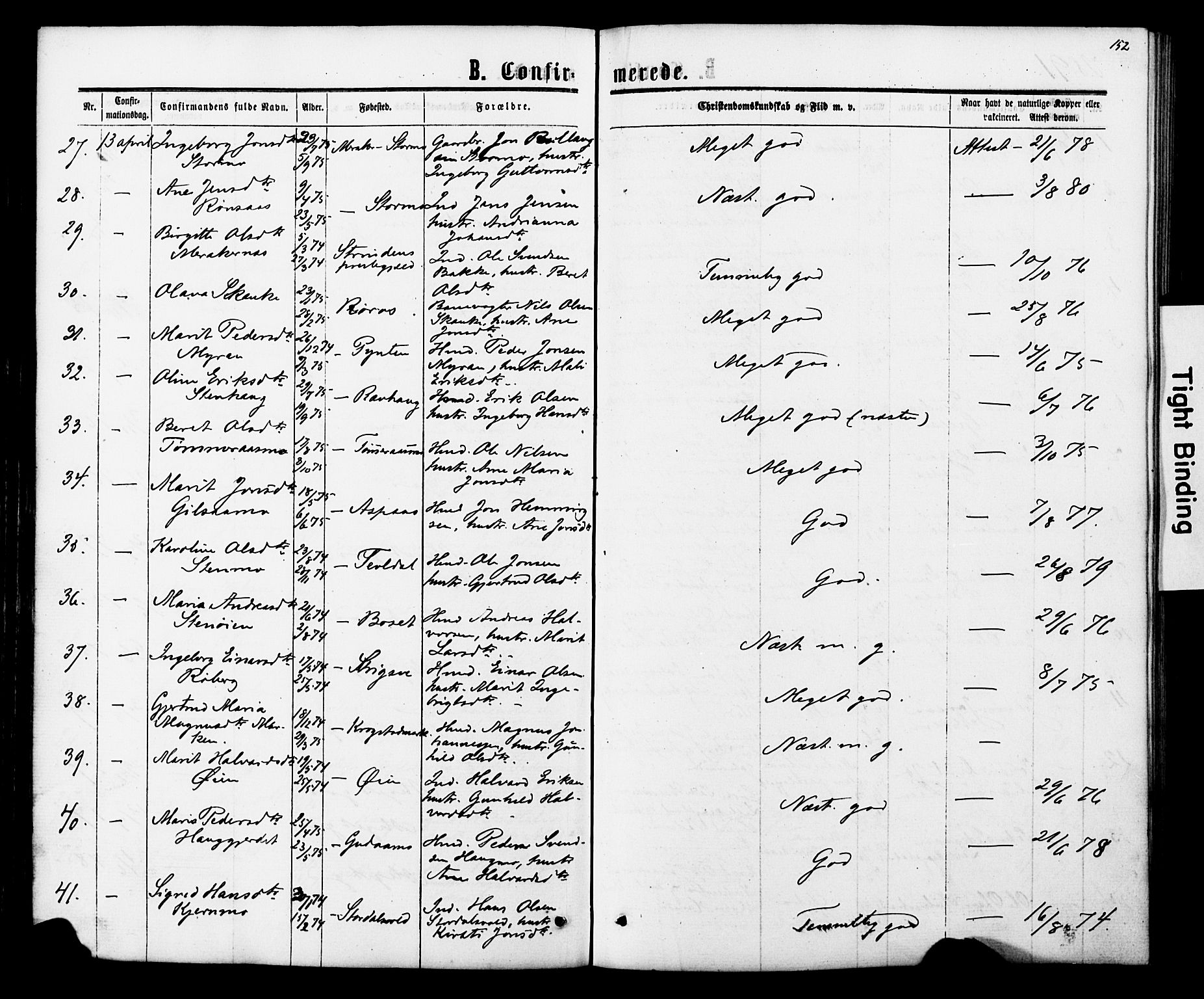 Ministerialprotokoller, klokkerbøker og fødselsregistre - Nord-Trøndelag, SAT/A-1458/706/L0049: Parish register (copy) no. 706C01, 1864-1895, p. 152