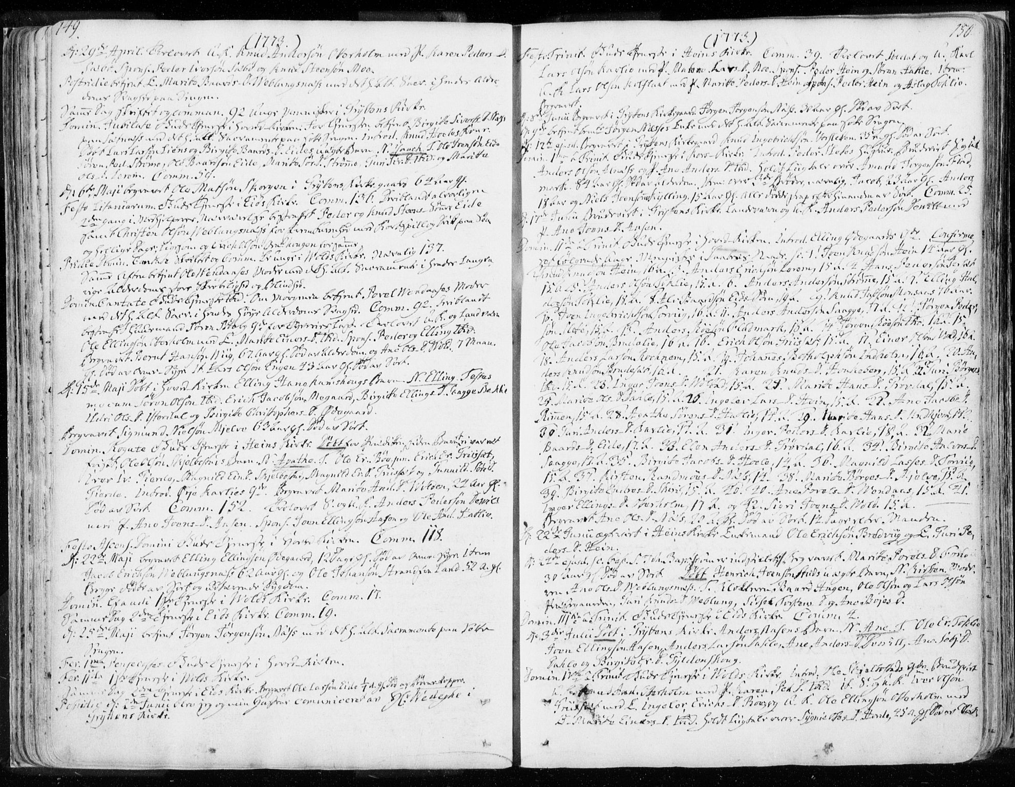 Ministerialprotokoller, klokkerbøker og fødselsregistre - Møre og Romsdal, AV/SAT-A-1454/544/L0569: Parish register (official) no. 544A02, 1764-1806, p. 149-150