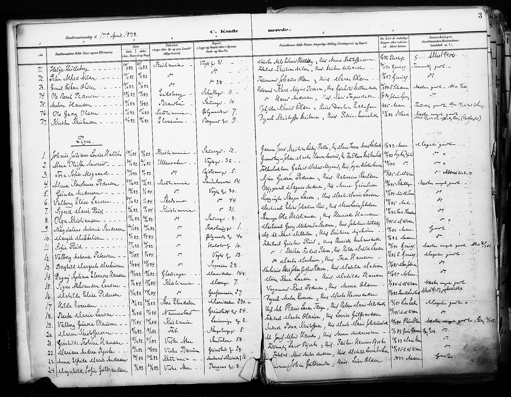 Sagene prestekontor Kirkebøker, SAO/A-10796/F/L0005: Parish register (official) no. 5, 1898-1911, p. 3