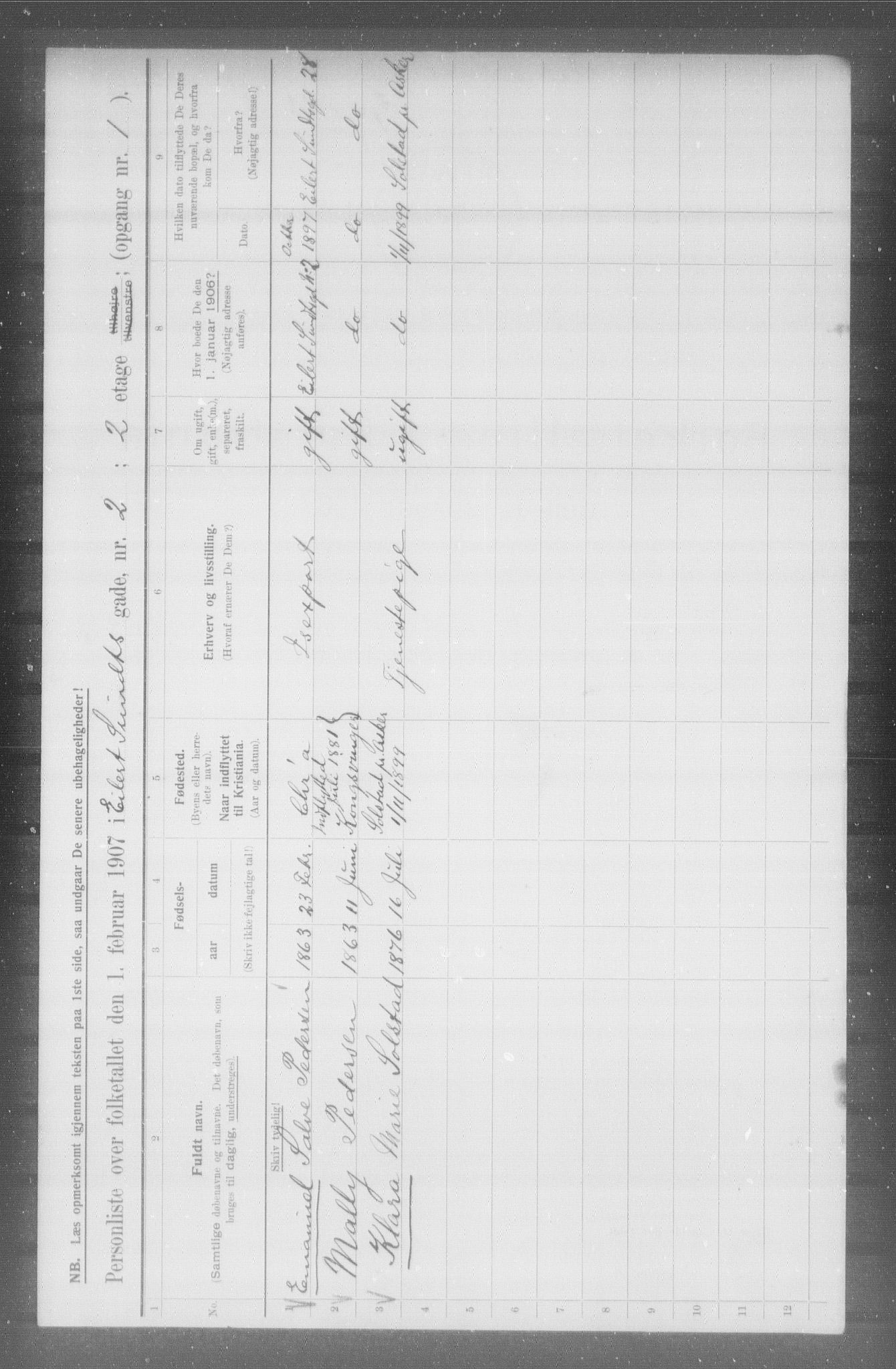 OBA, Municipal Census 1907 for Kristiania, 1907, p. 9556