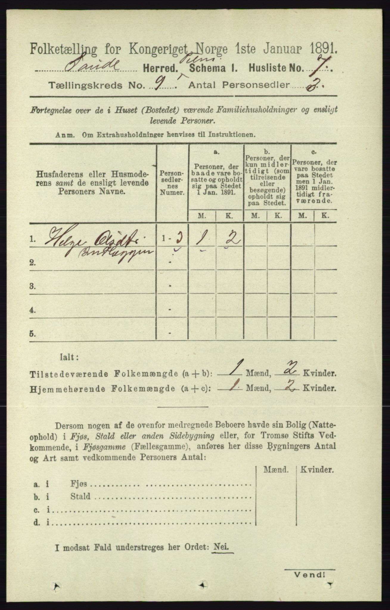 RA, 1891 census for 0822 Sauherad, 1891, p. 2665