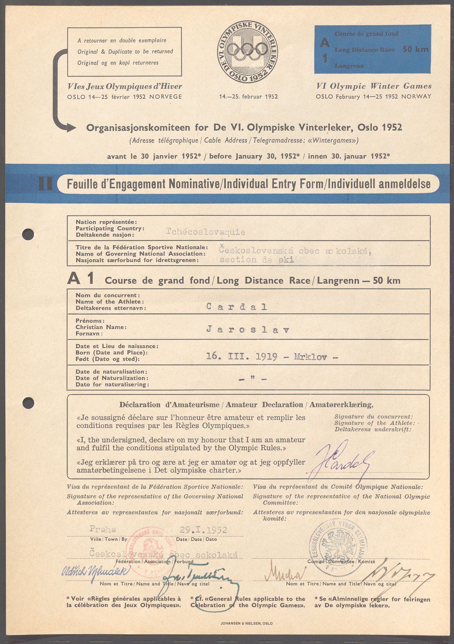 Organisasjonskomiteen for de VI. olympiske vinterleker, OBA/A-20130/H/Ha, 1951-1952, p. 61