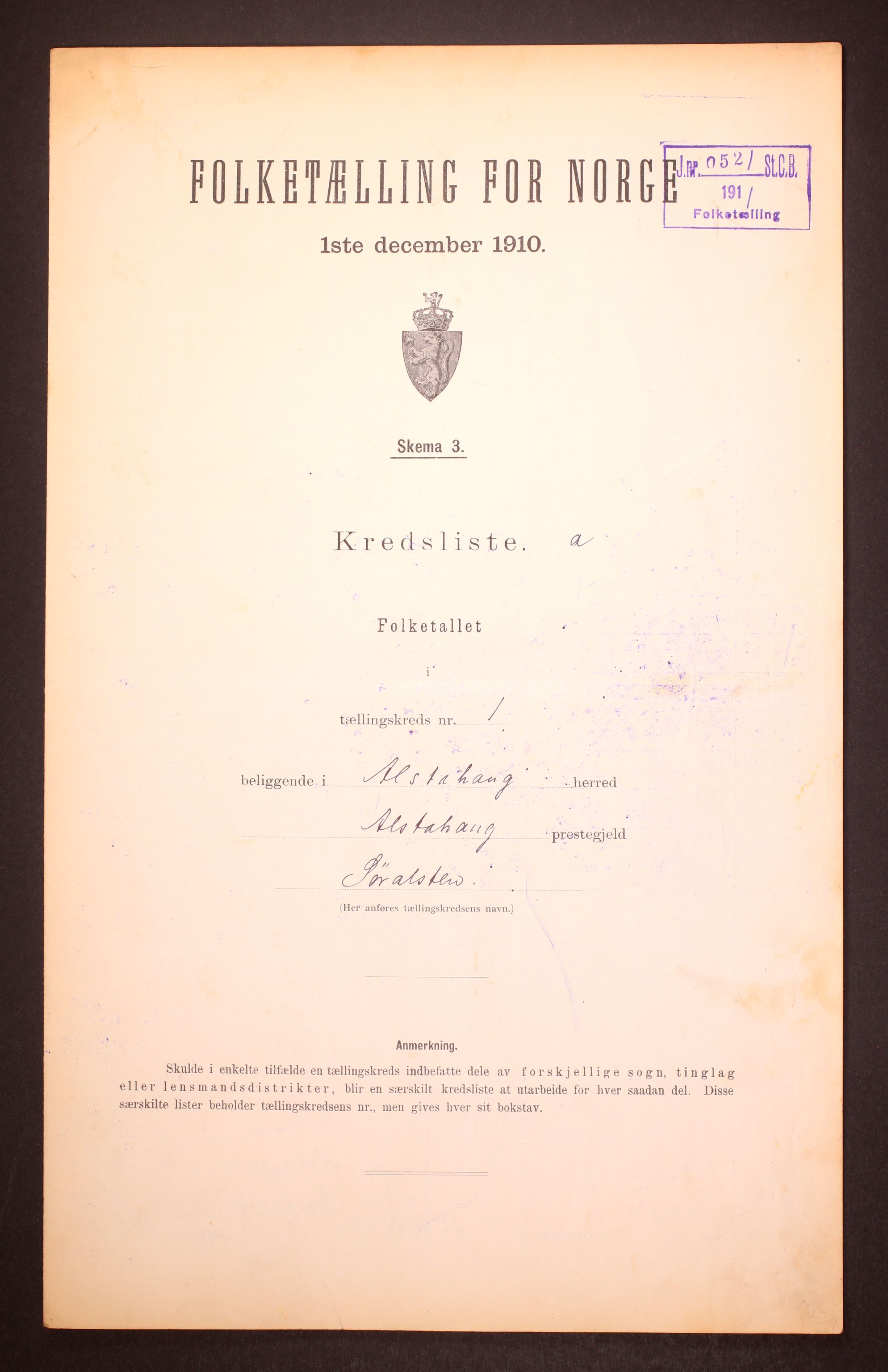 RA, 1910 census for Alstahaug, 1910, p. 4