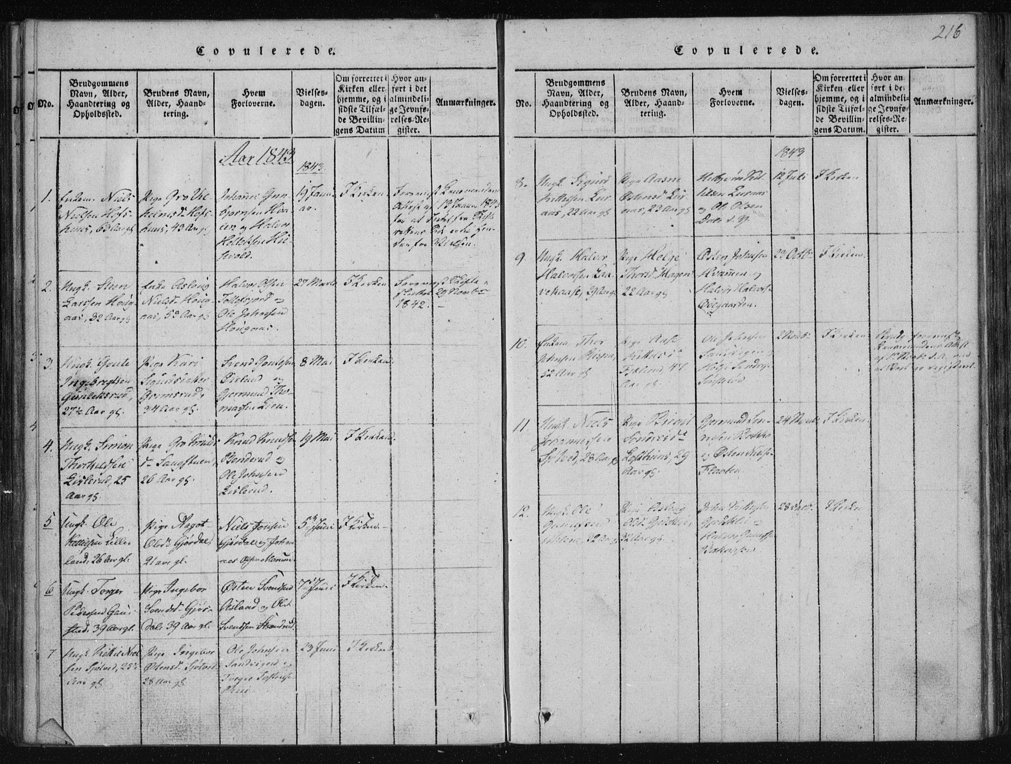 Tinn kirkebøker, AV/SAKO-A-308/F/Fa/L0004: Parish register (official) no. I 4, 1815-1843, p. 215b-216a