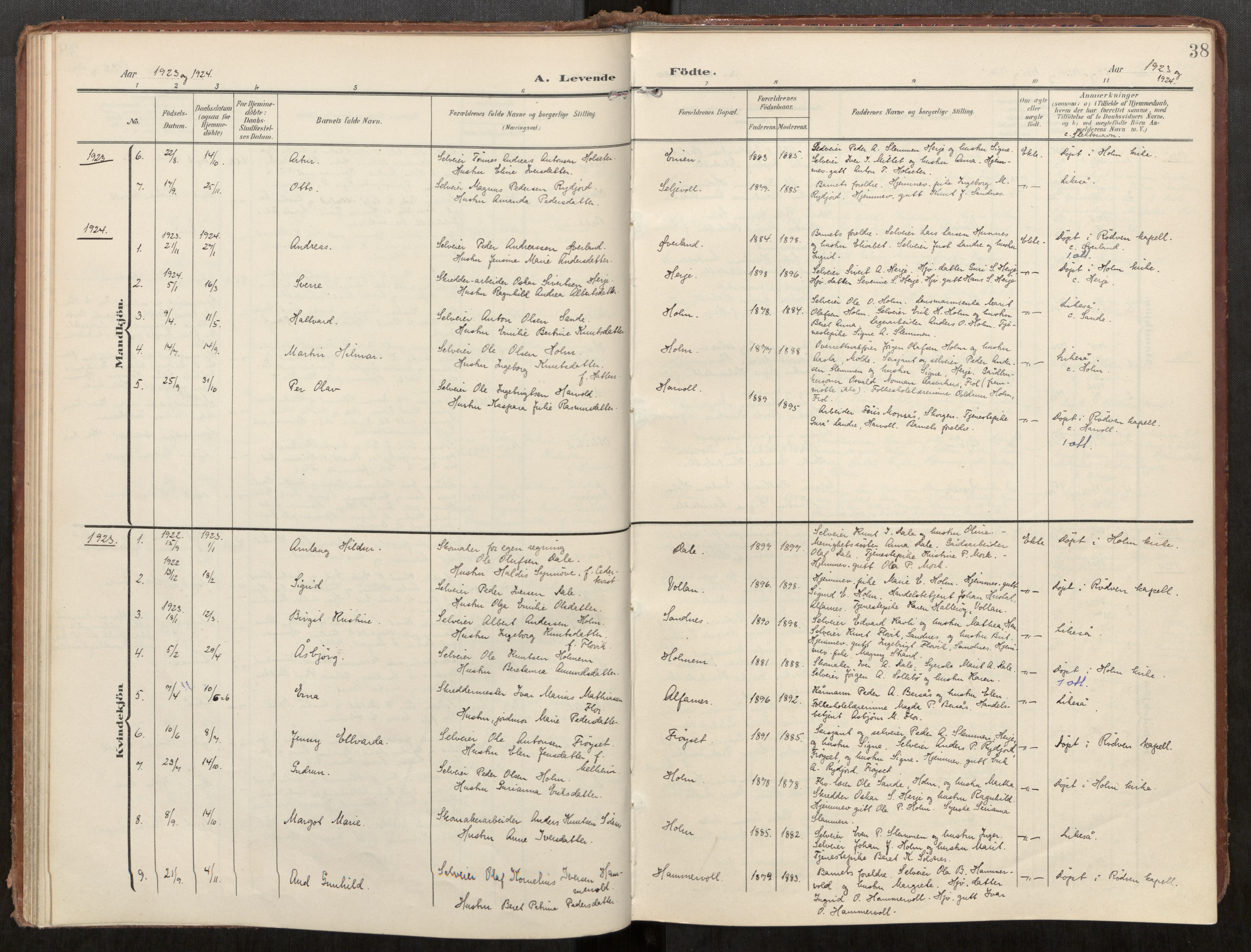 Ministerialprotokoller, klokkerbøker og fødselsregistre - Møre og Romsdal, AV/SAT-A-1454/549/L0618: Parish register (official) no. 549A01, 1906-1927, p. 38