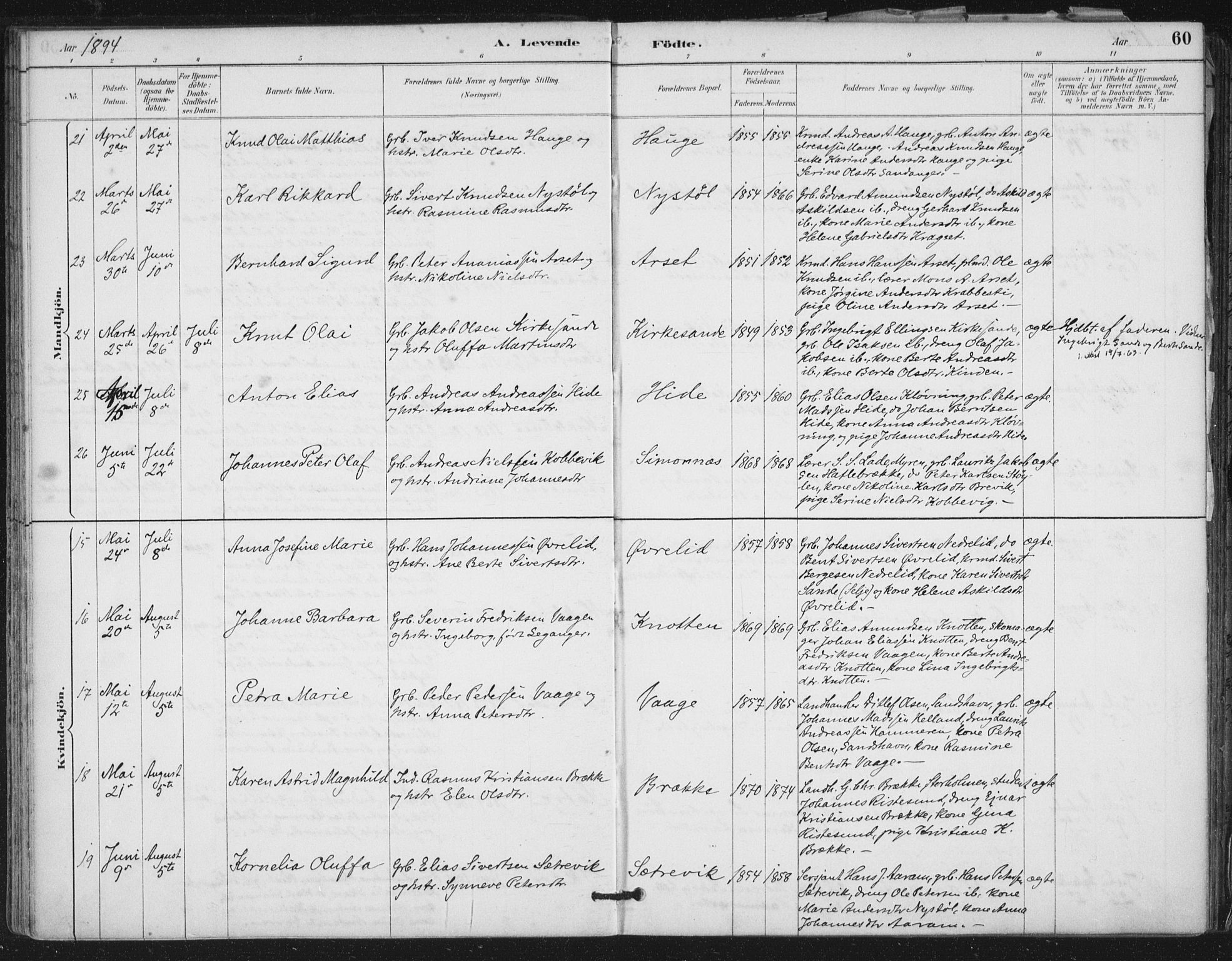 Ministerialprotokoller, klokkerbøker og fødselsregistre - Møre og Romsdal, SAT/A-1454/503/L0037: Parish register (official) no. 503A05, 1884-1900, p. 60