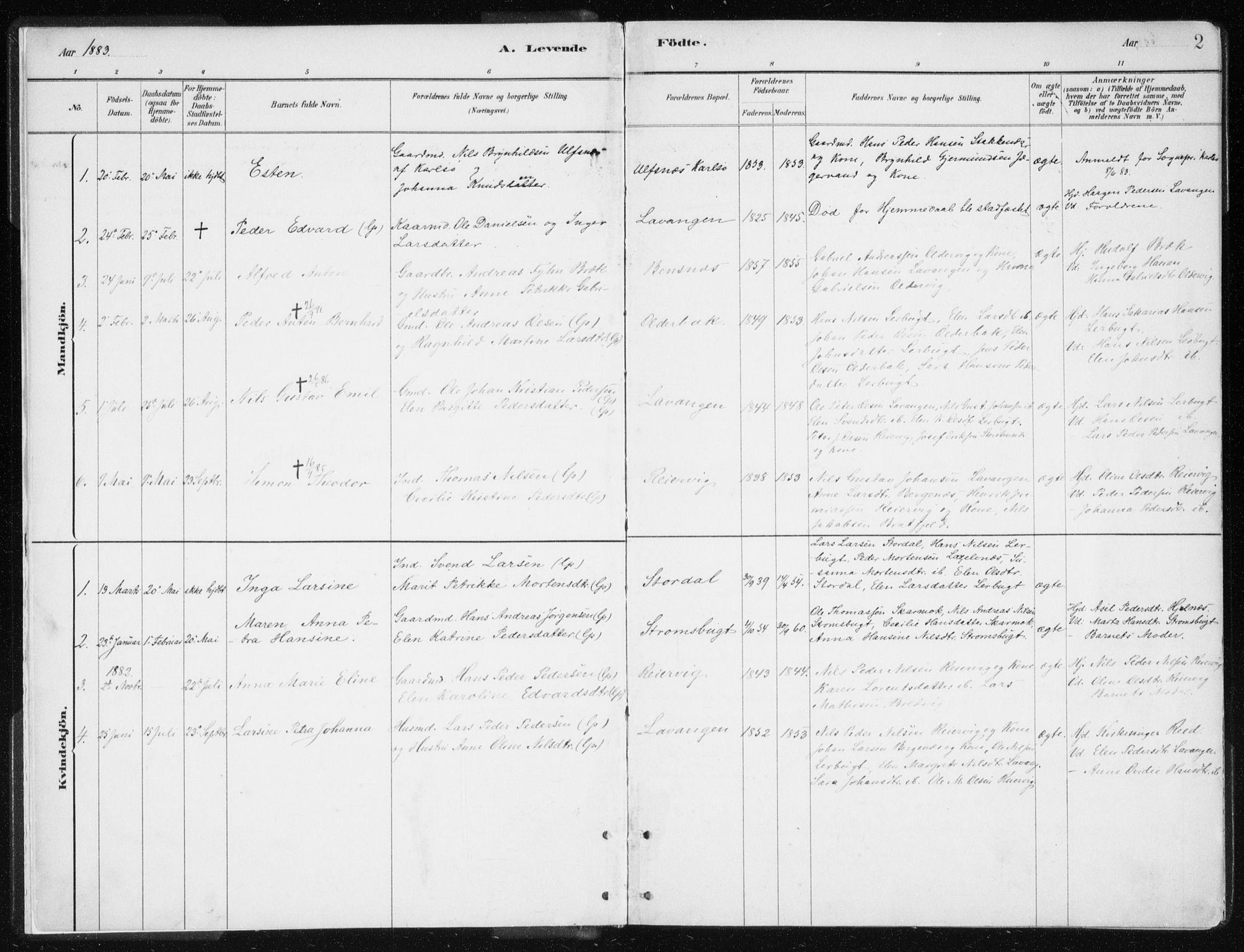 Lyngen sokneprestembete, AV/SATØ-S-1289/H/He/Hea/L0010kirke: Parish register (official) no. 10, 1883-1904, p. 2