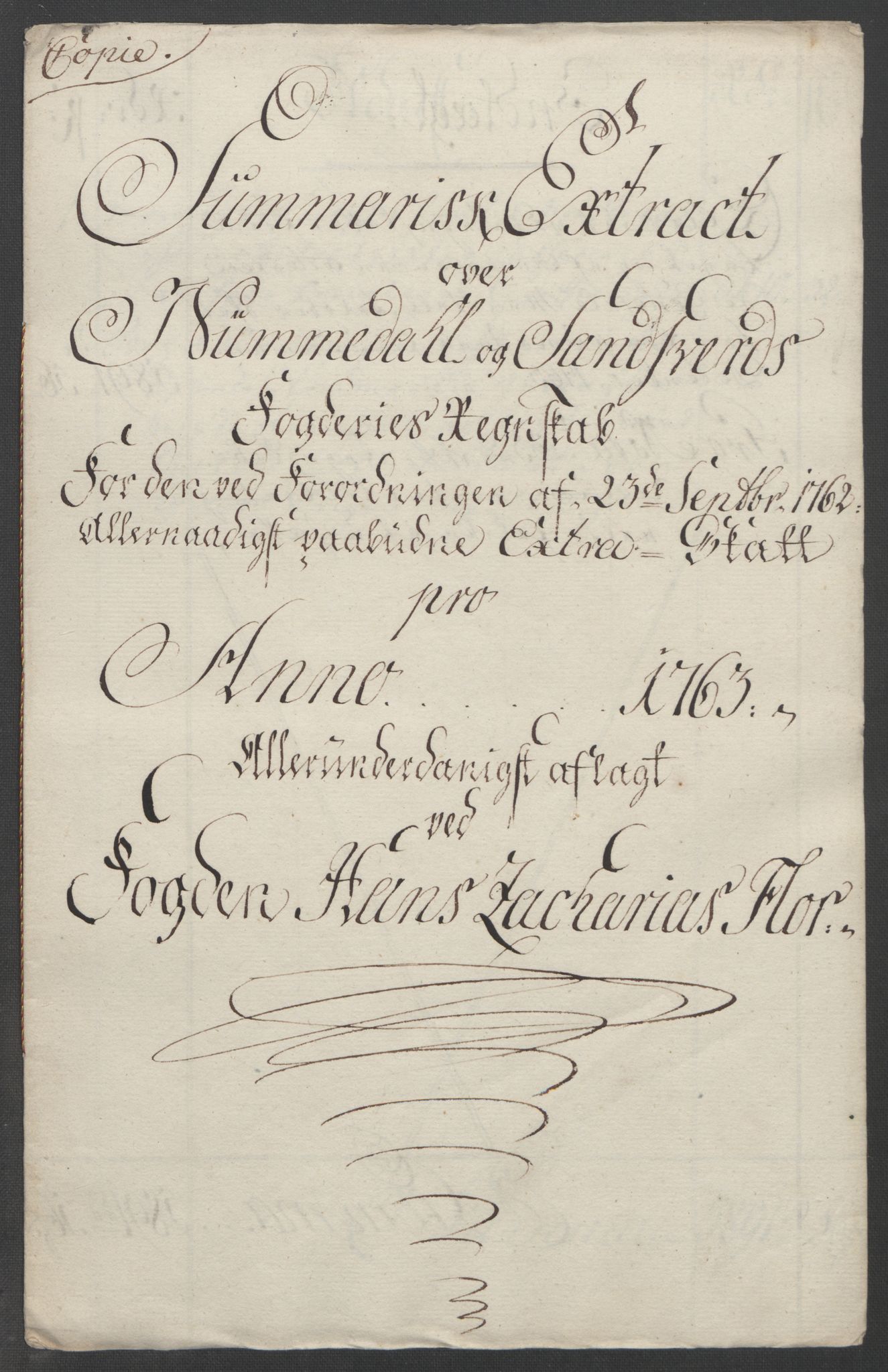 Rentekammeret inntil 1814, Reviderte regnskaper, Fogderegnskap, AV/RA-EA-4092/R24/L1672: Ekstraskatten Numedal og Sandsvær, 1762-1767, p. 130