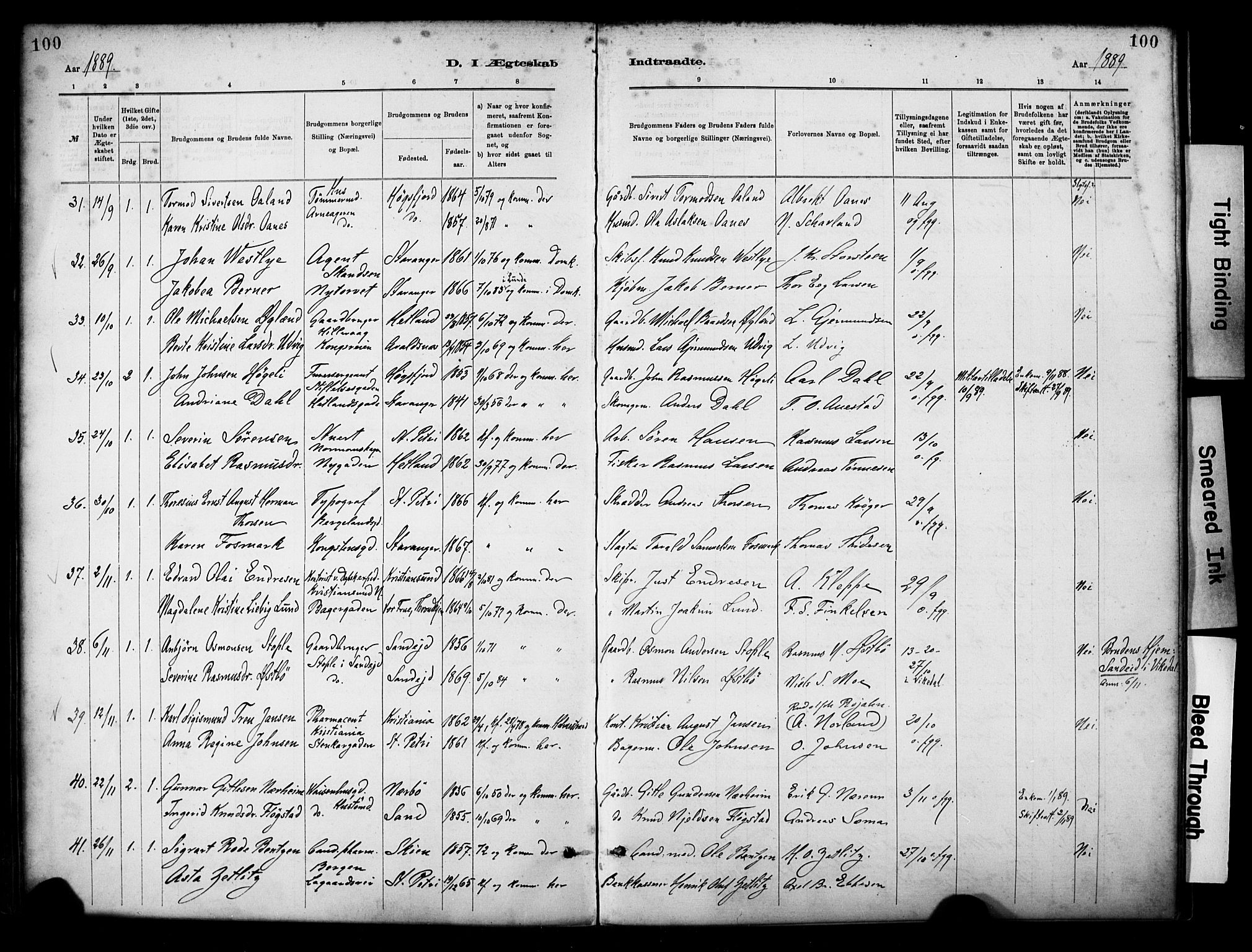 St. Petri sokneprestkontor, SAST/A-101813/001/30/30BA/L0018: Parish register (official) no. A 19, 1879-1900, p. 100