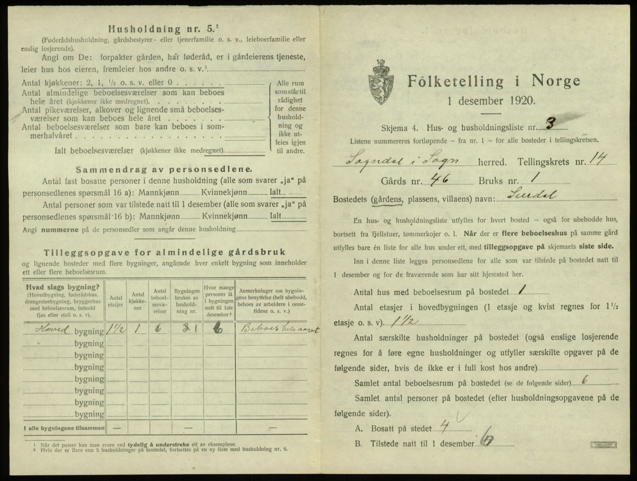 SAB, 1920 census for Sogndal, 1920, p. 786