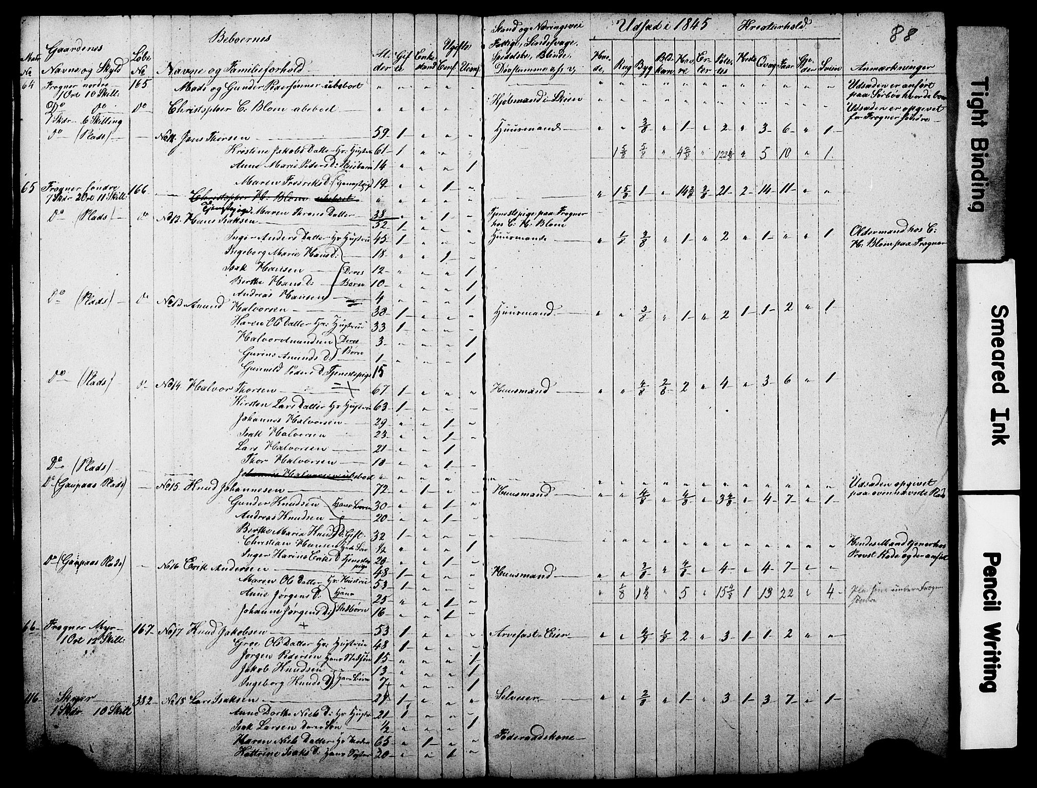 , Census 1845 for Gjerpen, 1845, p. 88