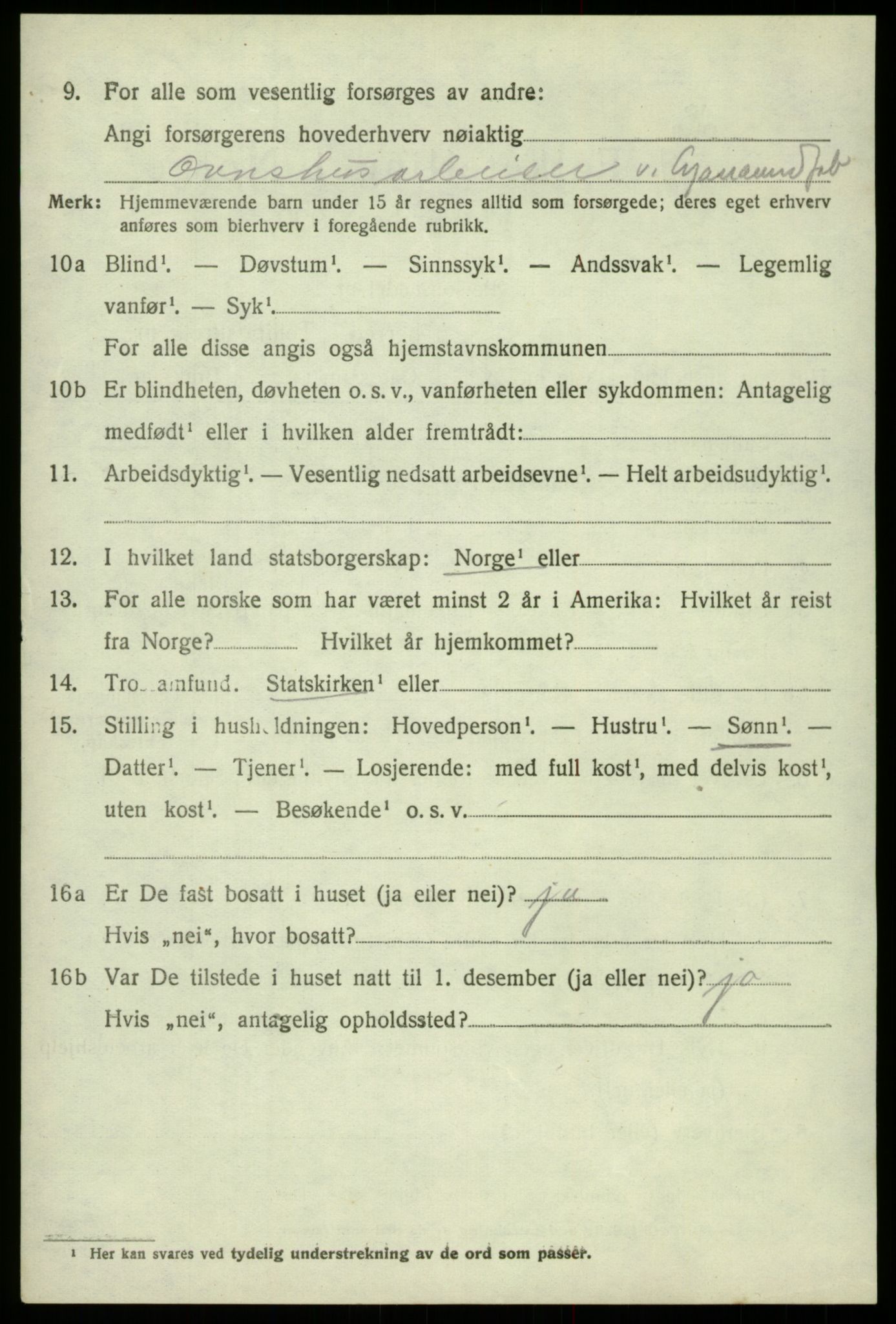 SAB, 1920 census for Odda, 1920, p. 4192