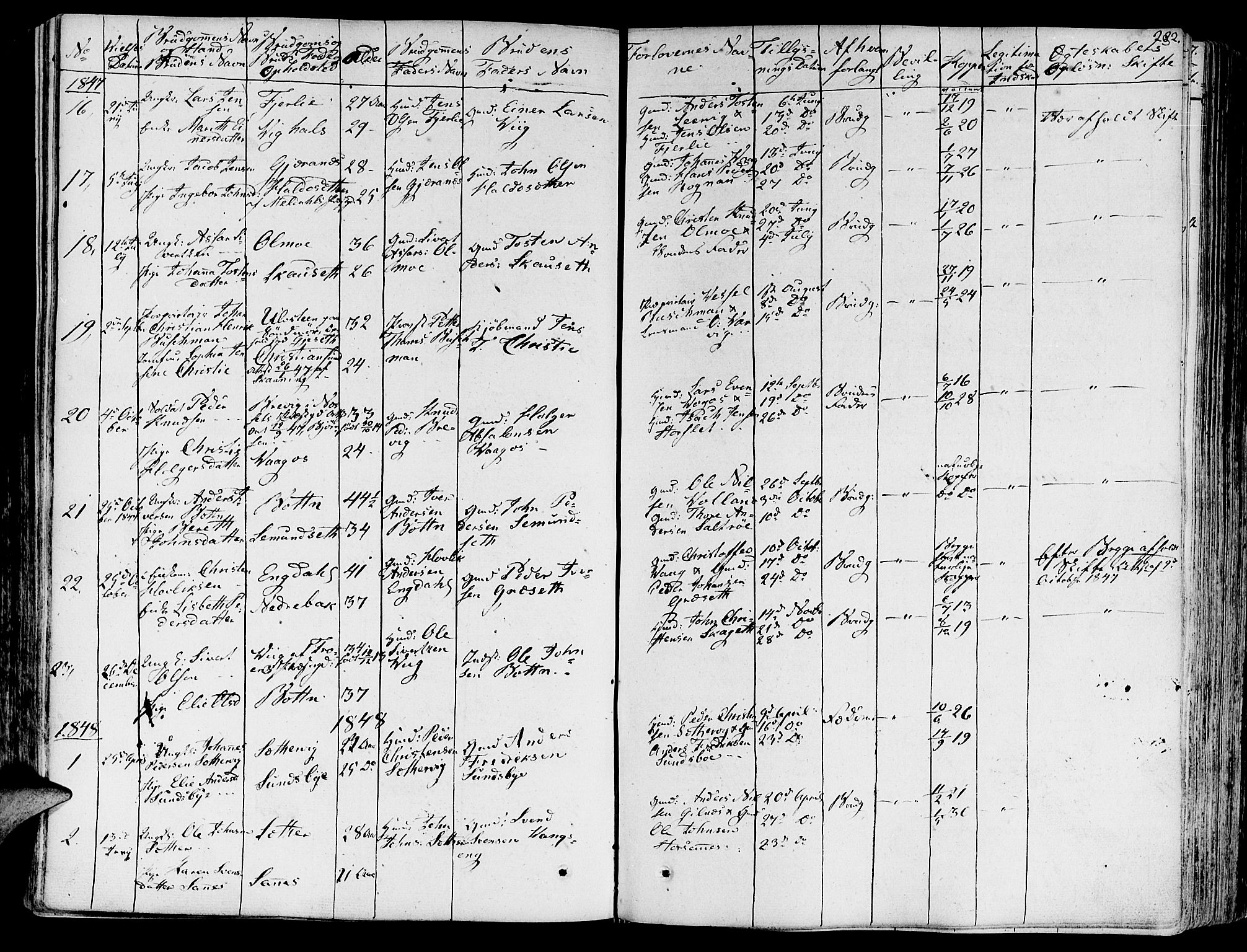 Ministerialprotokoller, klokkerbøker og fødselsregistre - Møre og Romsdal, AV/SAT-A-1454/578/L0904: Parish register (official) no. 578A03, 1836-1858, p. 282