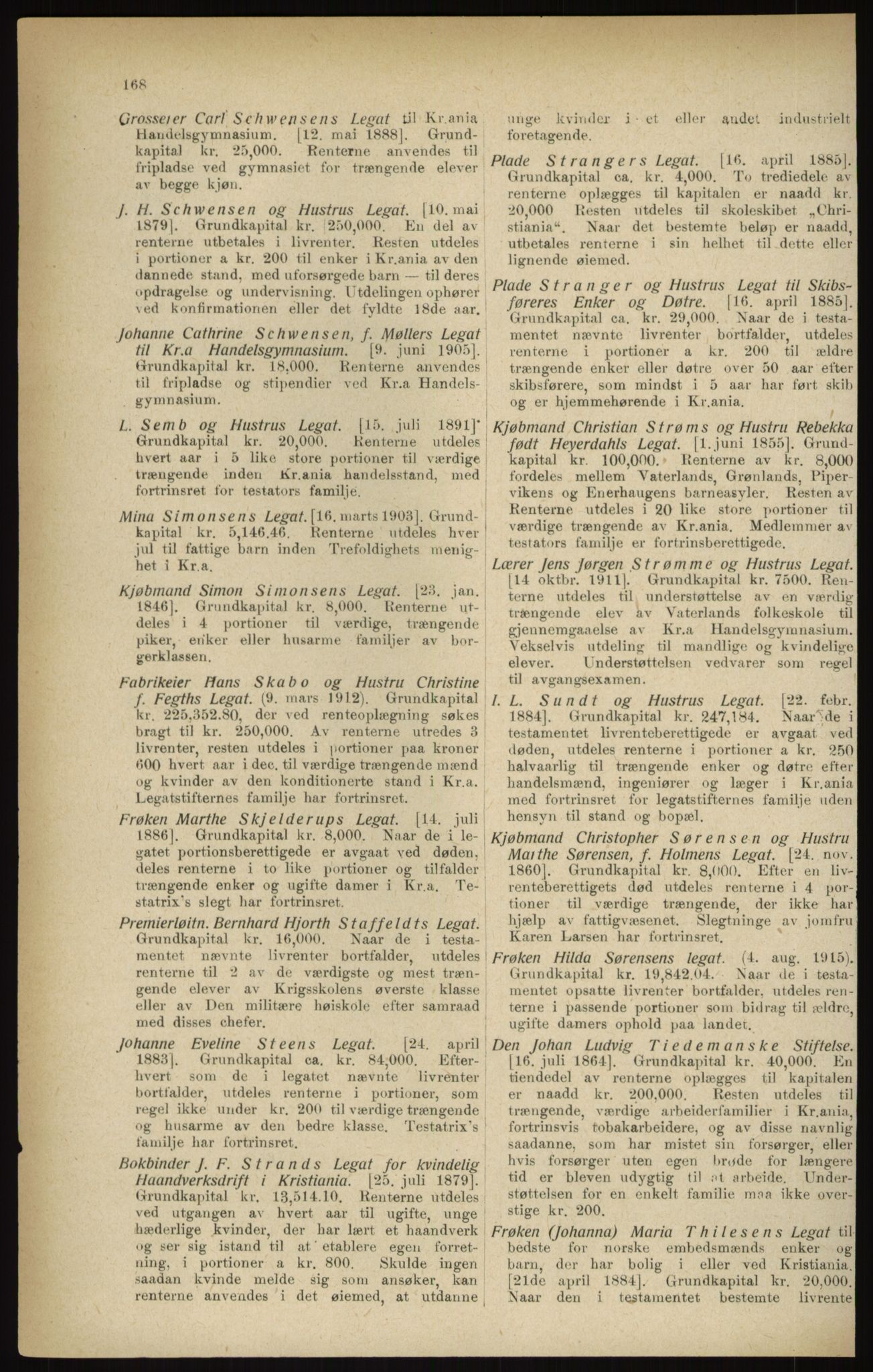 Kristiania/Oslo adressebok, PUBL/-, 1916, p. 168