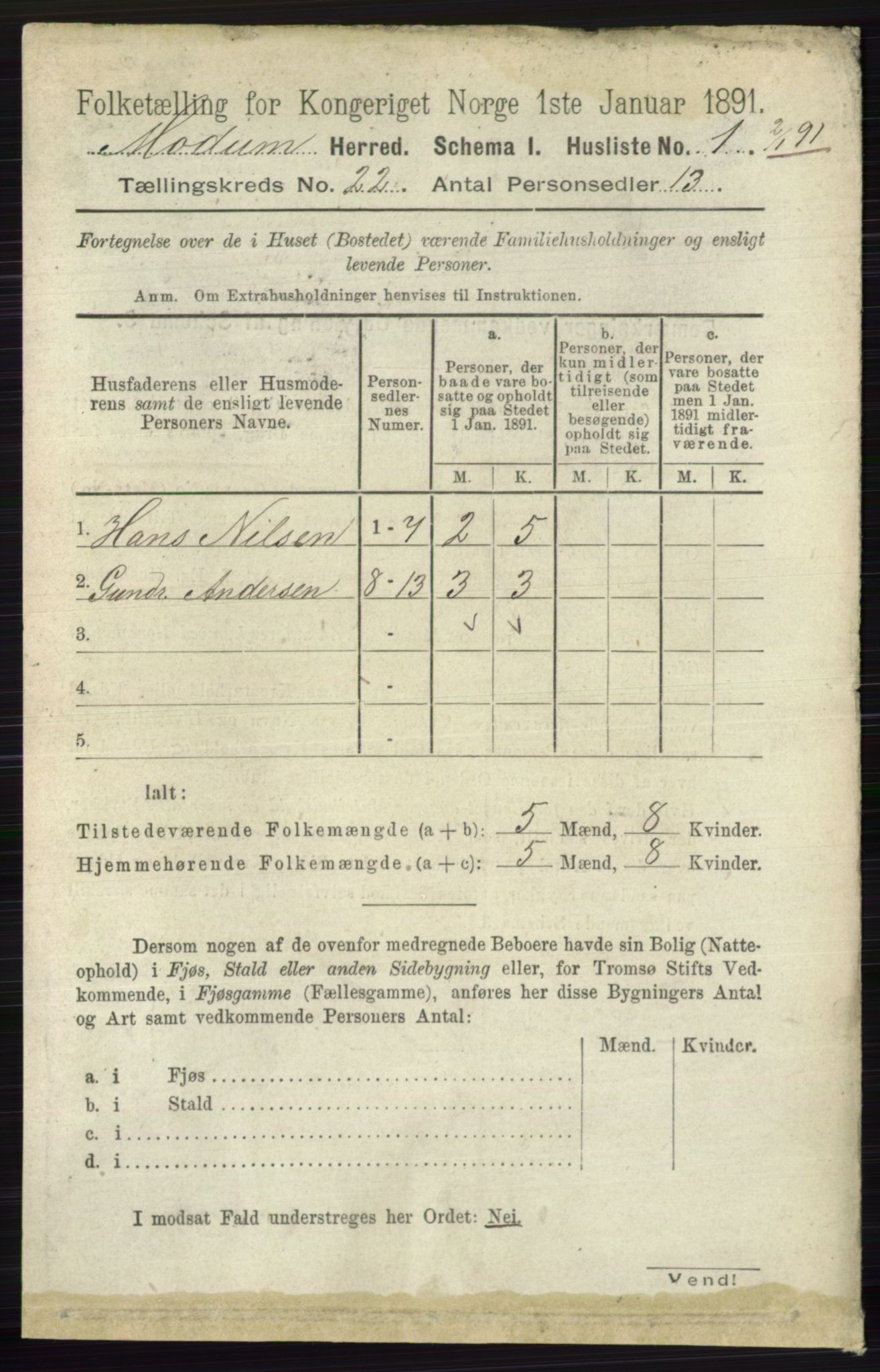 RA, 1891 census for 0623 Modum, 1891, p. 8337