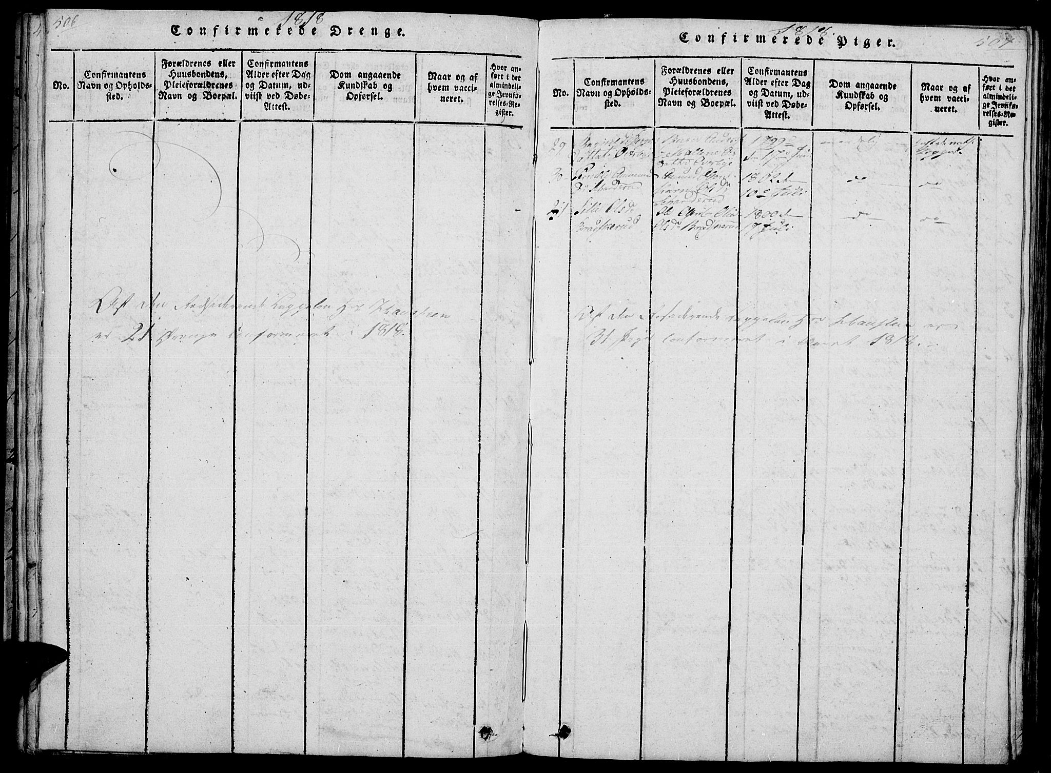 Hof prestekontor, AV/SAH-PREST-038/H/Ha/Haa/L0005: Parish register (official) no. 5, 1816-1822, p. 506-507