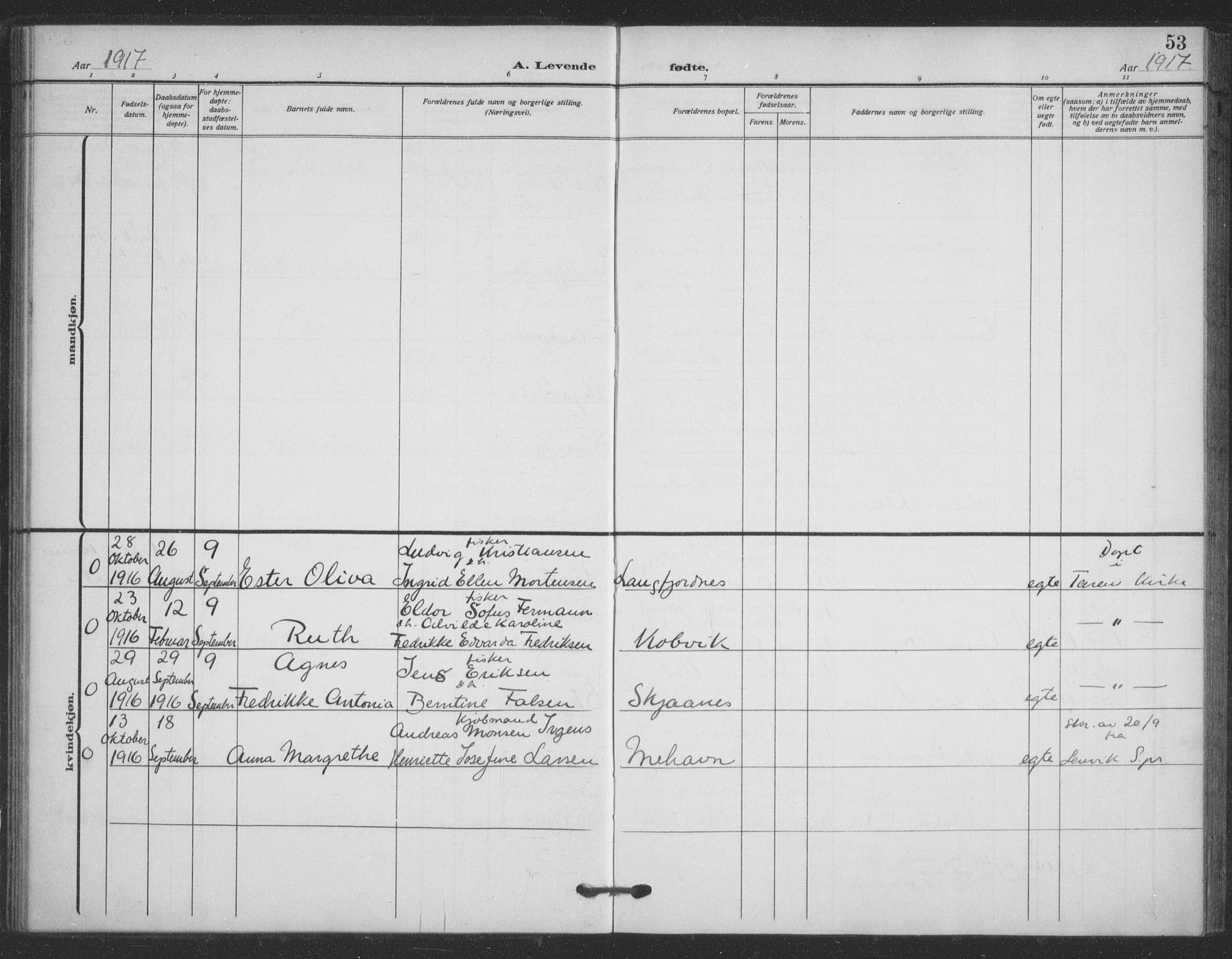 Tana sokneprestkontor, AV/SATØ-S-1334/H/Ha/L0008kirke: Parish register (official) no. 8, 1908-1920, p. 53