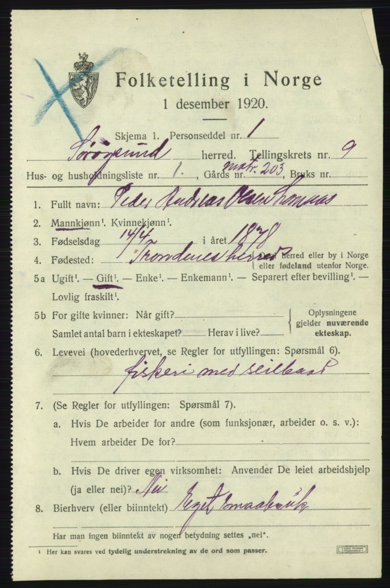 SATØ, 1920 census for Sørøysund rural district, 1920, p. 3602