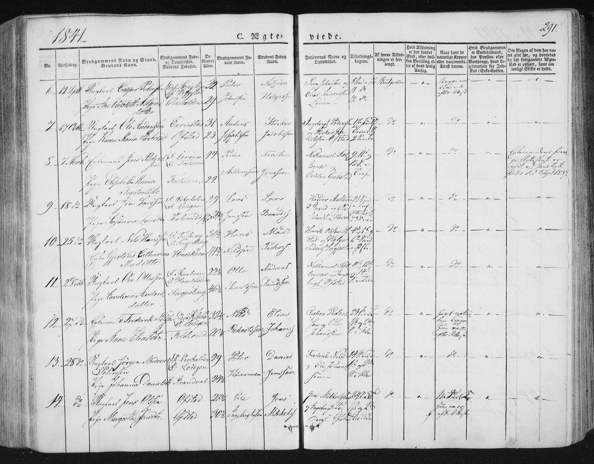 Ministerialprotokoller, klokkerbøker og fødselsregistre - Nord-Trøndelag, SAT/A-1458/784/L0669: Parish register (official) no. 784A04, 1829-1859, p. 291