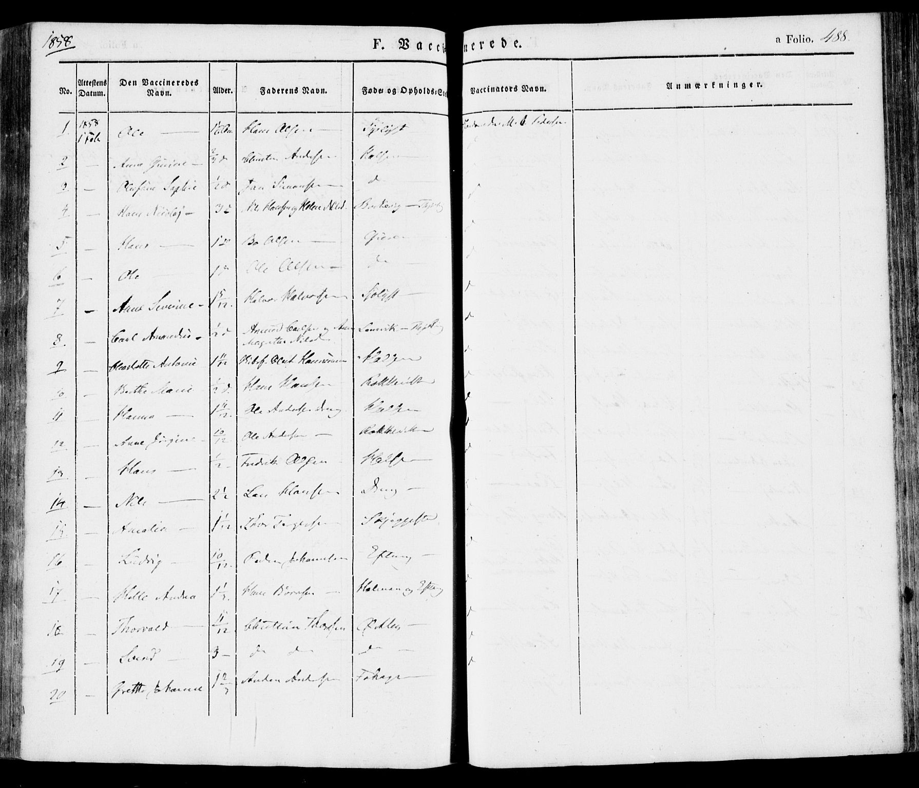 Tjølling kirkebøker, SAKO/A-60/F/Fa/L0006: Parish register (official) no. 6, 1835-1859, p. 488