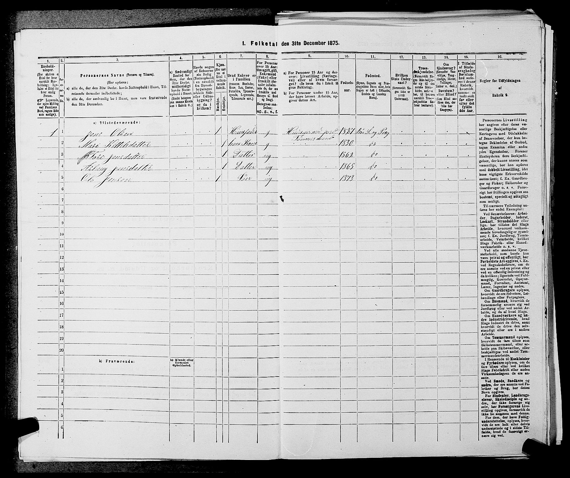 SAKO, 1875 census for 0821P Bø, 1875, p. 603