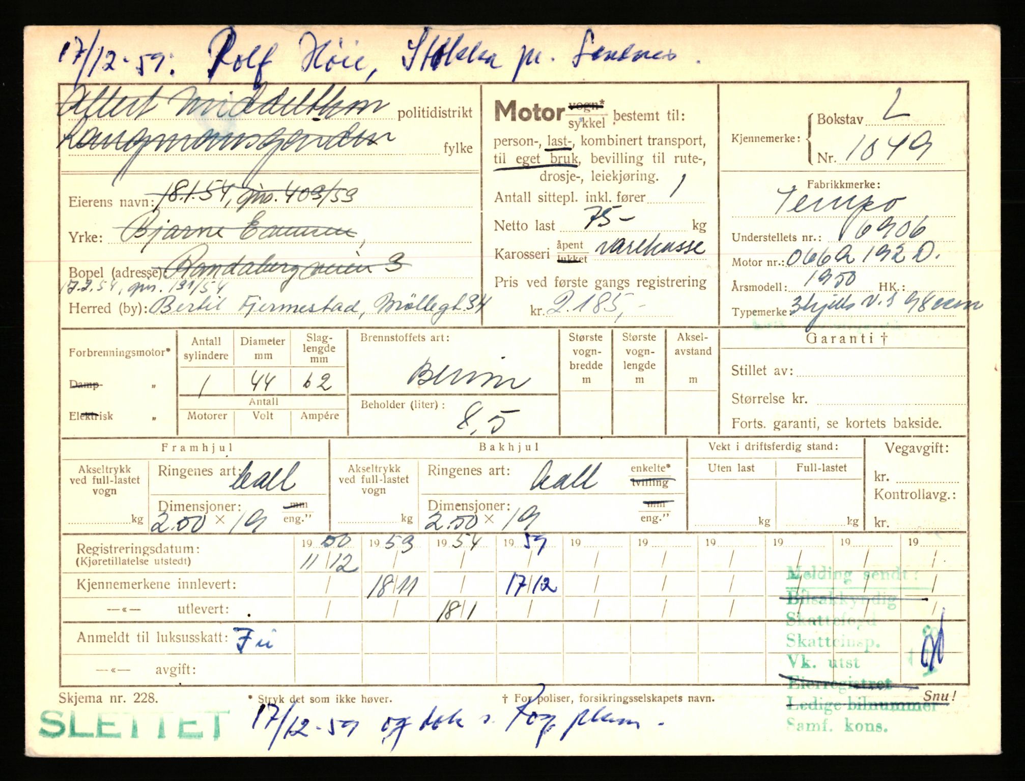 Stavanger trafikkstasjon, AV/SAST-A-101942/0/F/L0004: L-1000 - L-1349, 1930-1971, p. 297