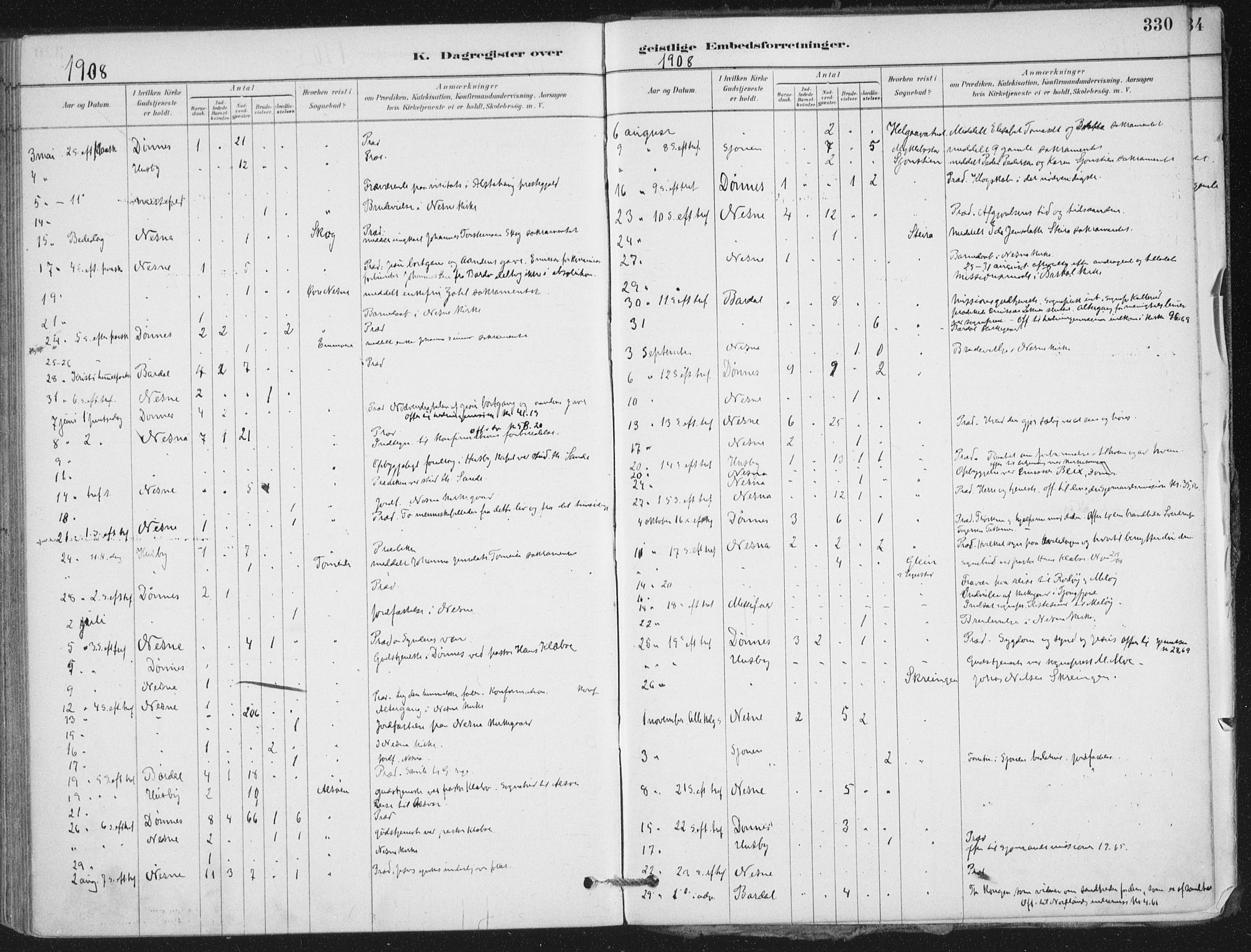 Ministerialprotokoller, klokkerbøker og fødselsregistre - Nordland, AV/SAT-A-1459/838/L0553: Parish register (official) no. 838A11, 1880-1910, p. 330