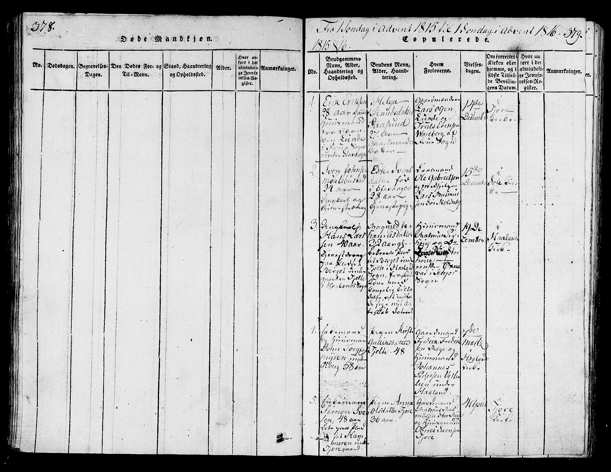 Håland sokneprestkontor, SAST/A-101802/001/30BA/L0004: Parish register (official) no. A 4, 1815-1829, p. 378-379