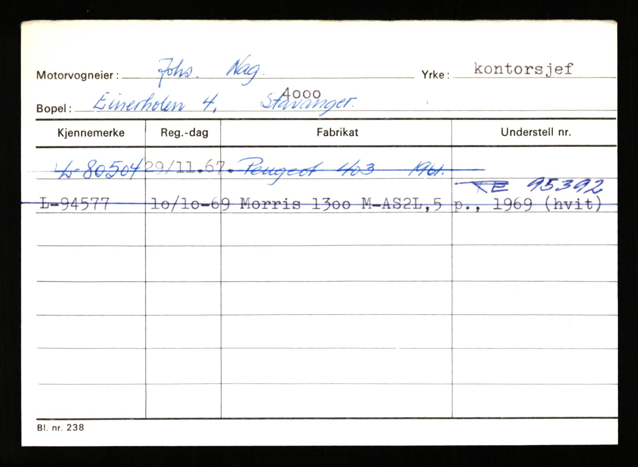 Stavanger trafikkstasjon, SAST/A-101942/0/H/L0026: Myhre - Nilsen J., 1930-1971, p. 1267