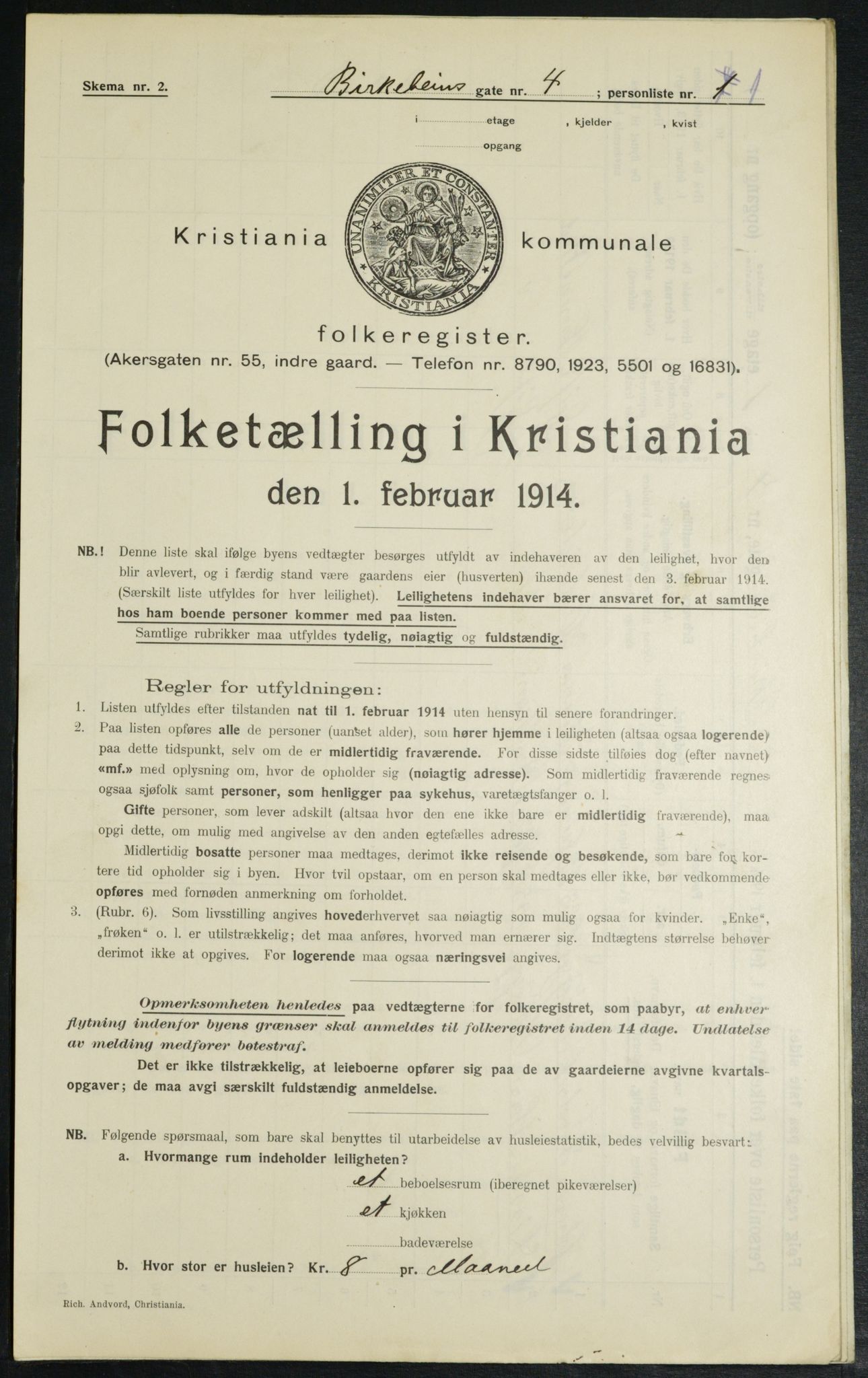 OBA, Municipal Census 1914 for Kristiania, 1914, p. 4921