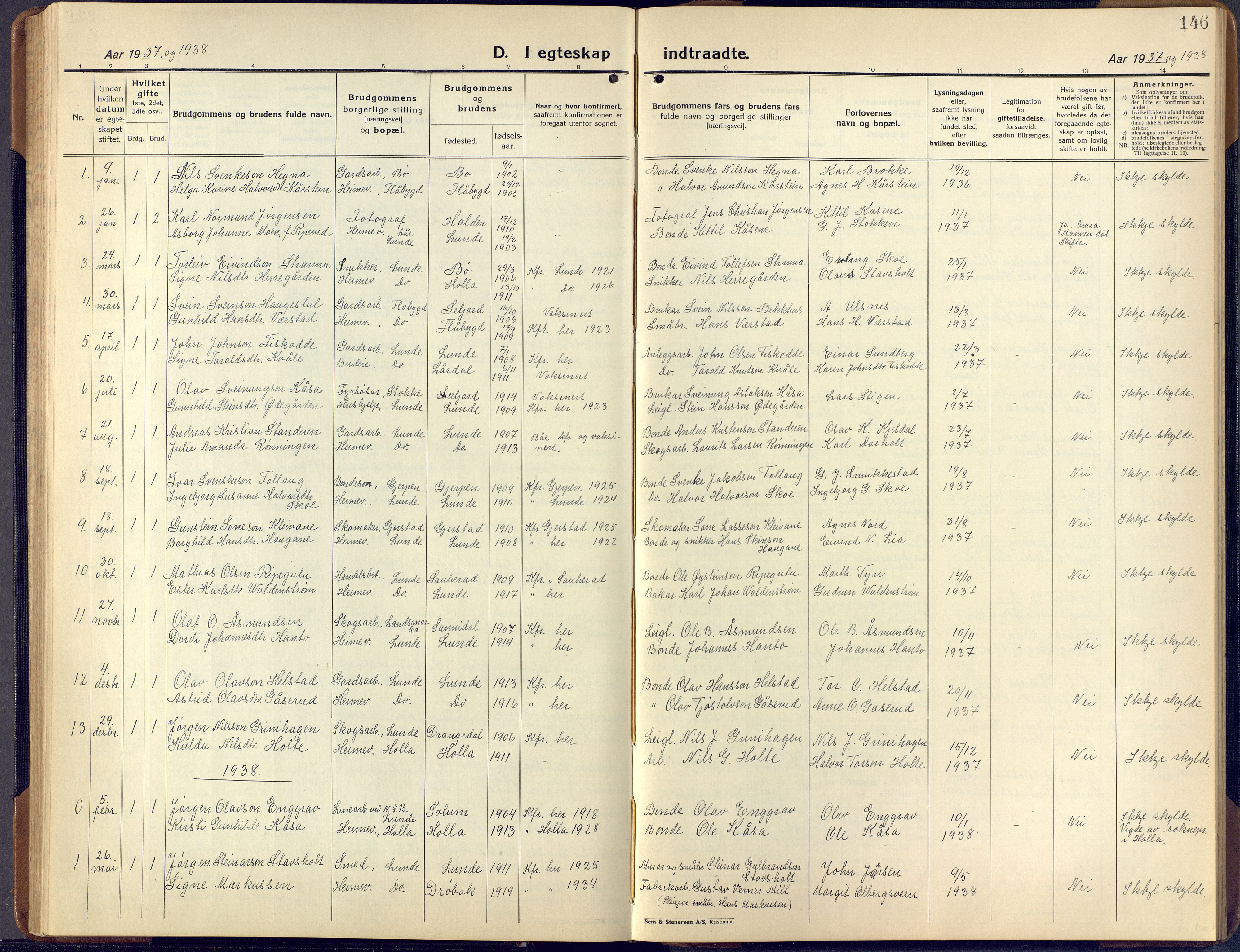 Lunde kirkebøker, SAKO/A-282/F/Fa/L0006: Parish register (official) no. I 6, 1922-1940, p. 146