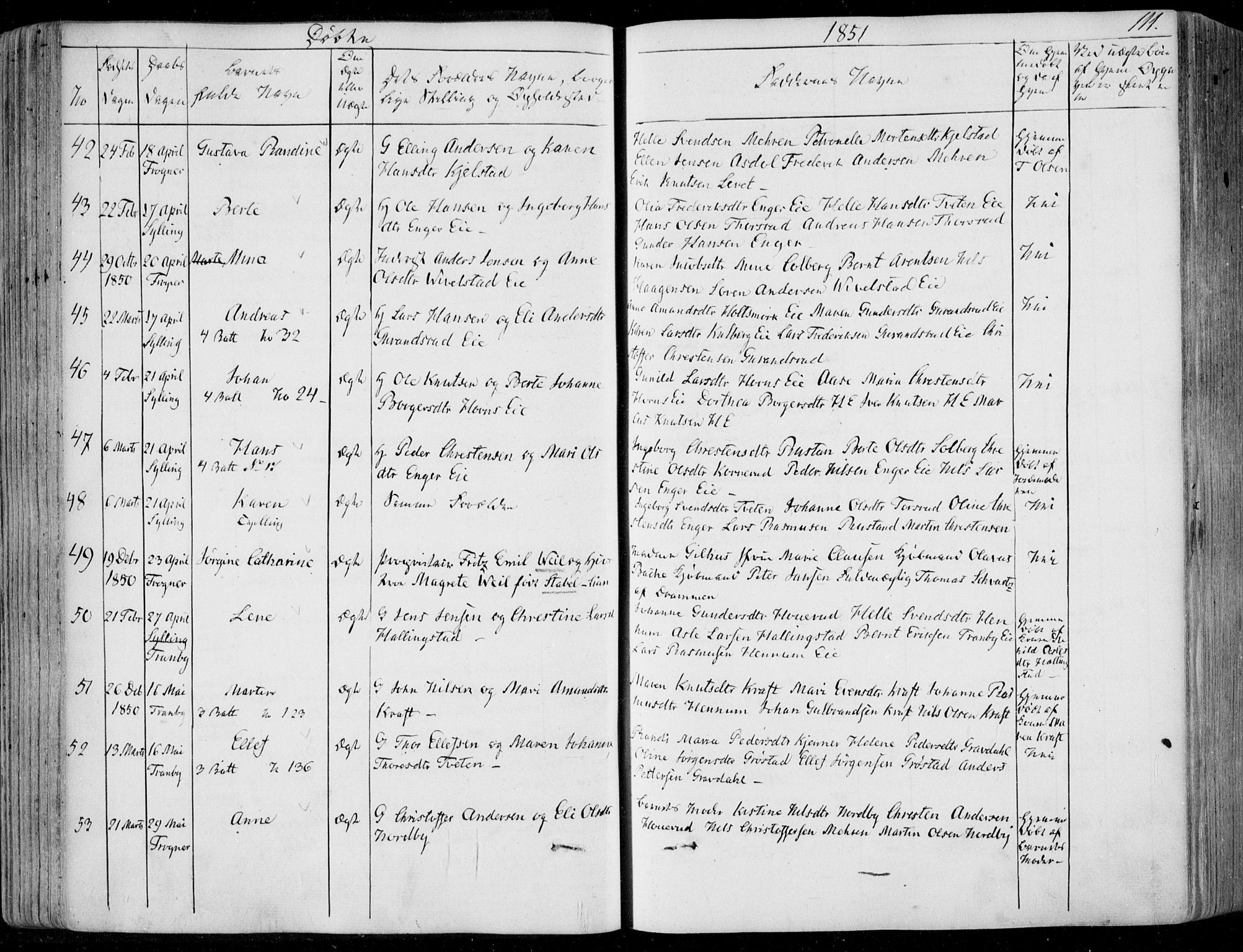 Lier kirkebøker, SAKO/A-230/F/Fa/L0011: Parish register (official) no. I 11, 1843-1854, p. 111